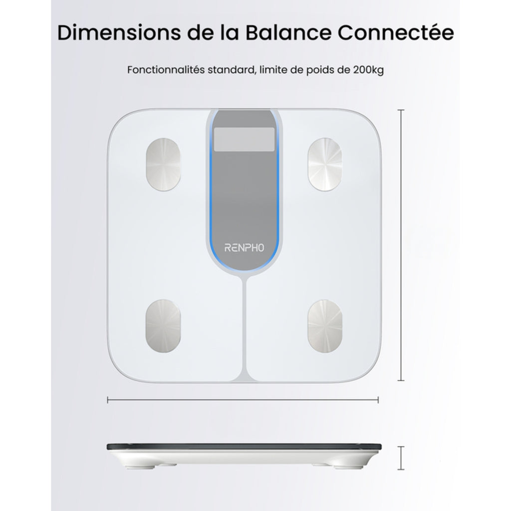 Renpho Pèse personne Connecté Blanc - PEU-R-A031-BK