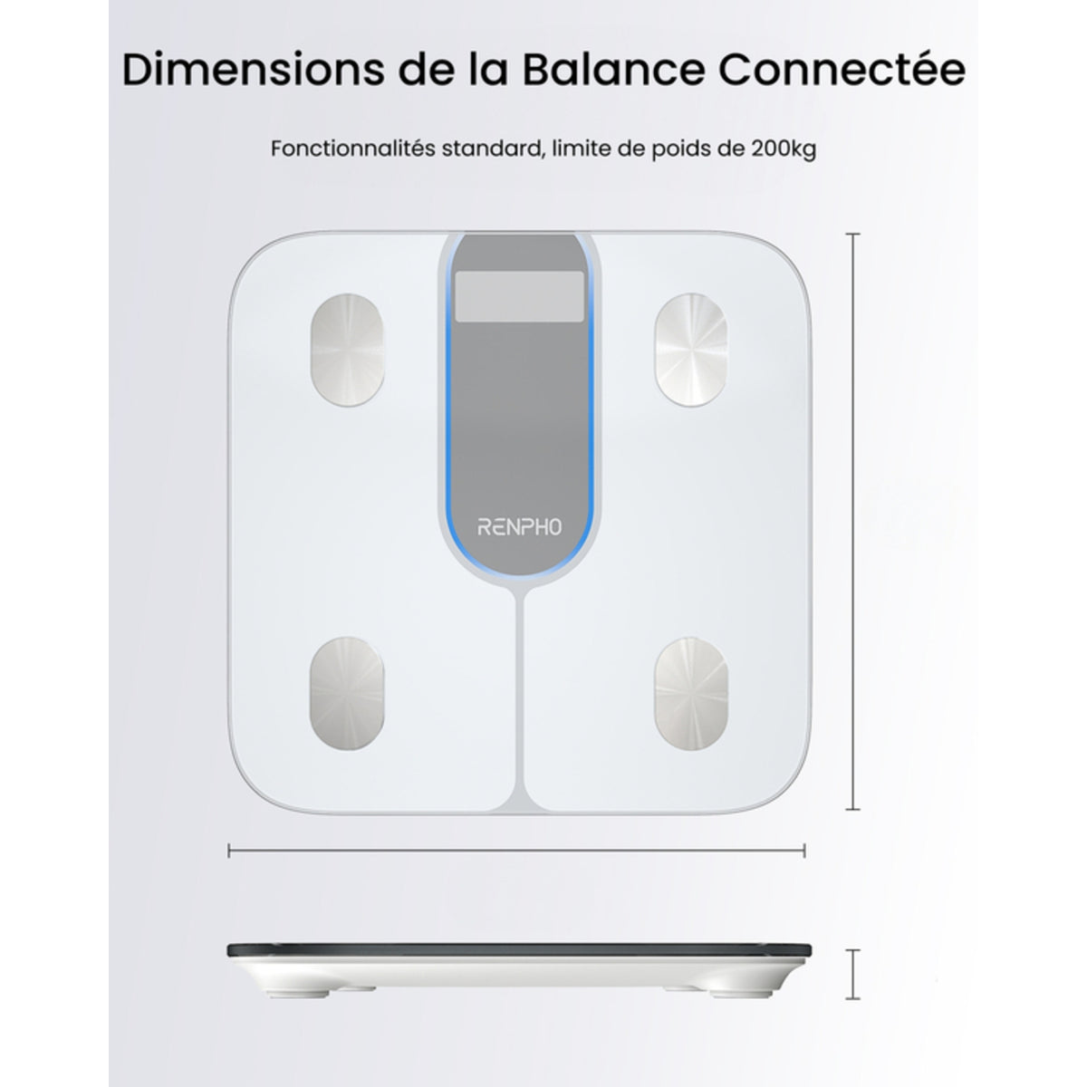 Renpho Pèse personne Connecté Blanc - PEU-R-A031-BK