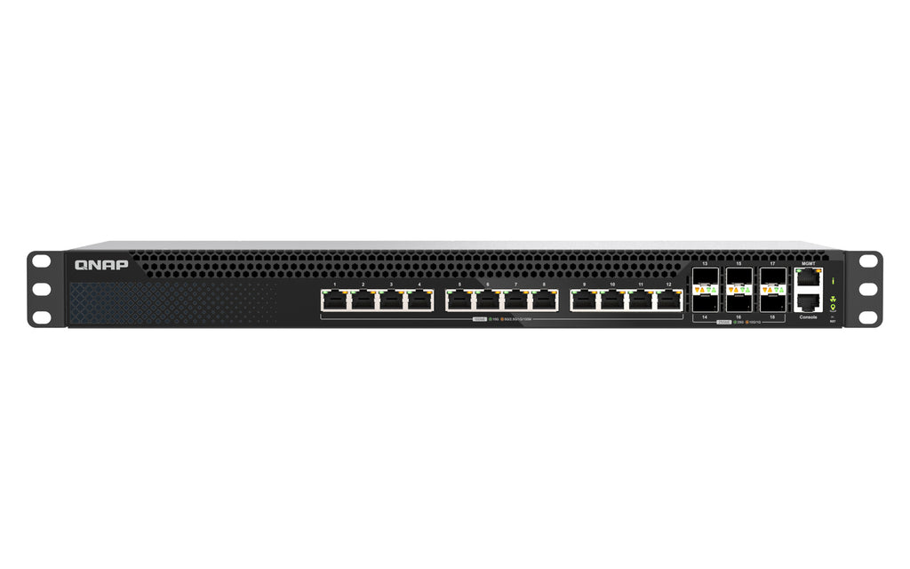 QNAP QSW-M5218-6F12T commutateur réseau Géré L3 10G Ethernet (100/1000/10000) 1U Noir