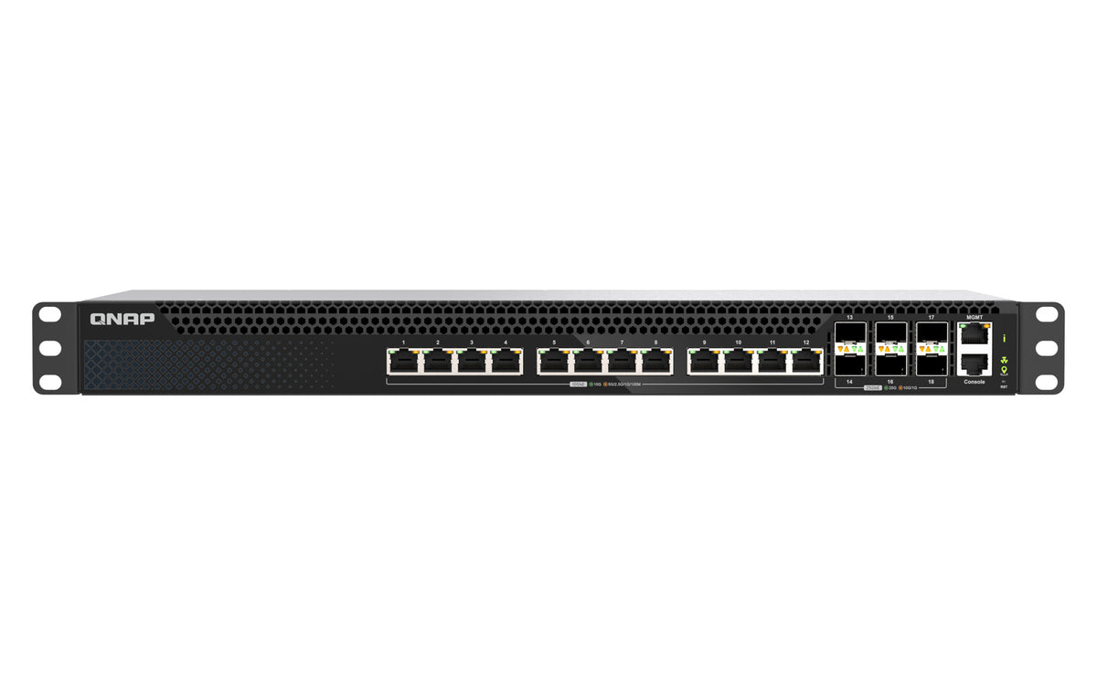 QNAP QSW-M5218-6F12T commutateur réseau Géré L3 10G Ethernet (100/1000/10000) 1U Noir