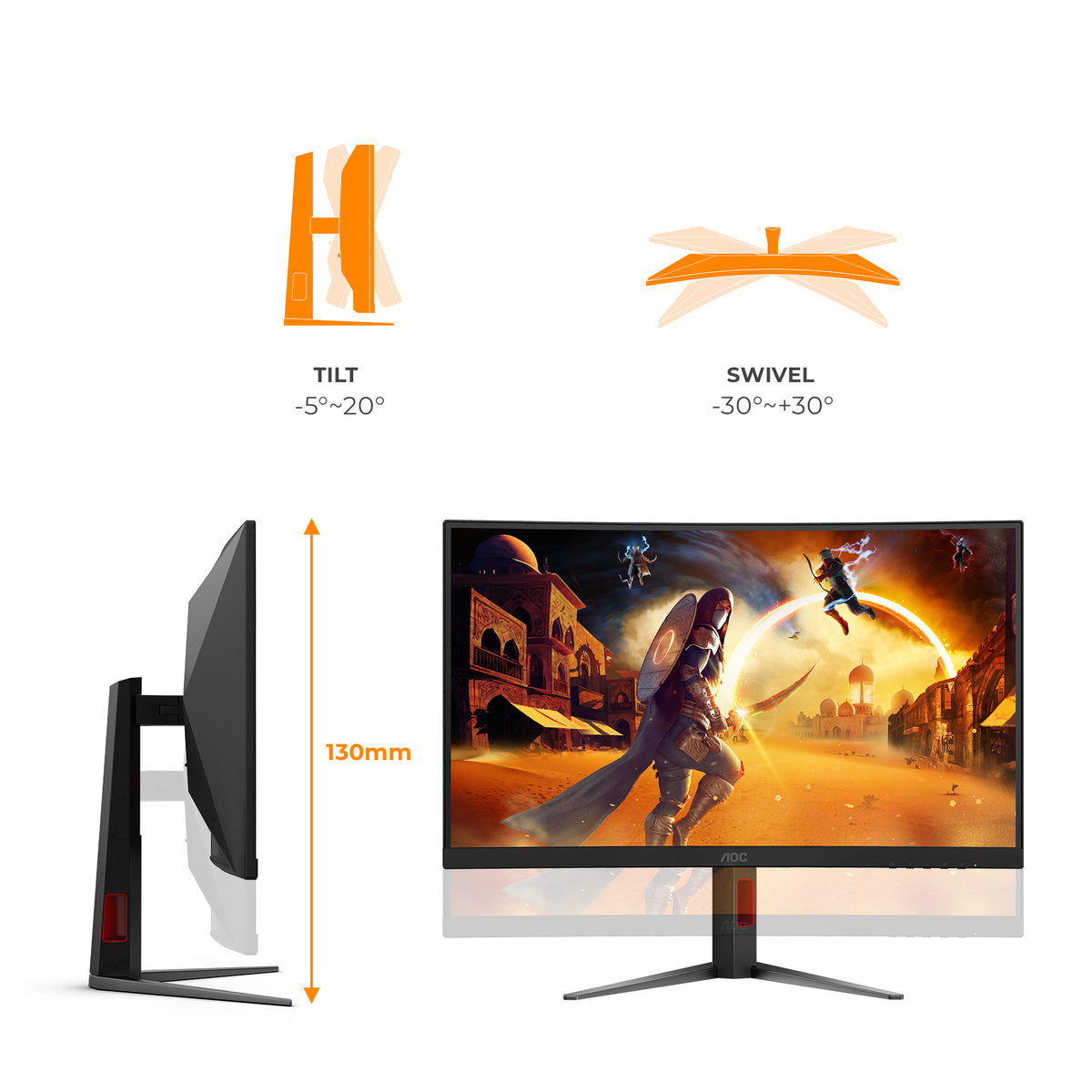 AOC G4 CQ27G4Z2P écran plat de PC 68,6 cm (27") 2560 x 1440 pixels Quad HD LCD Noir, Rouge
