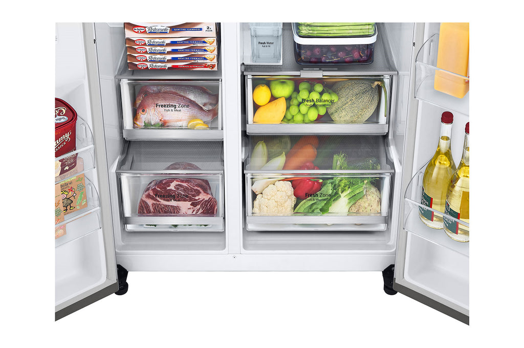 LG InstaView GSXV91PZAE frigo américain Pose libre 635 L Noir, Acier inoxydable