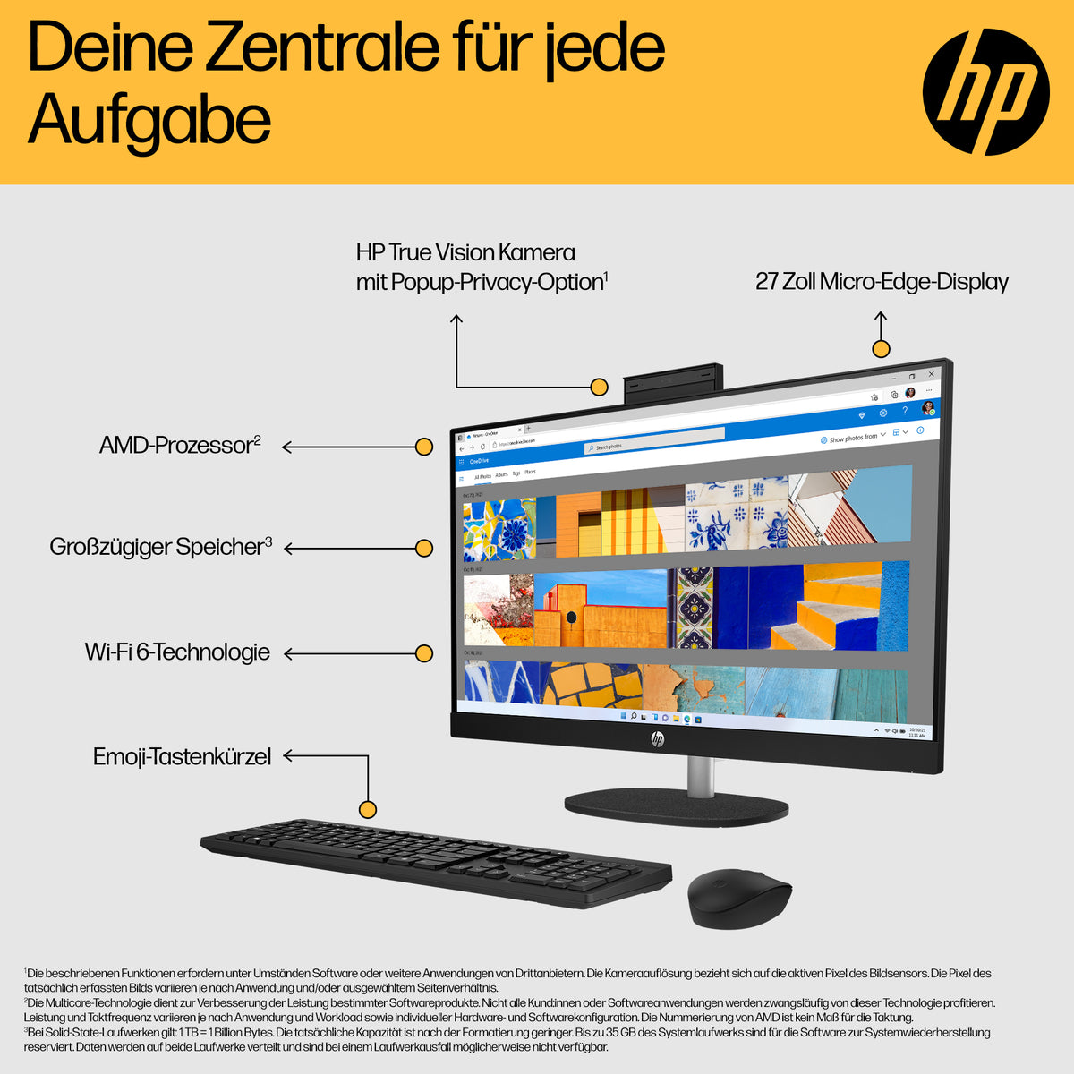 HP 27-cr0501ng Ordinateur Tout-en-un 68,6cm (27") Ryzen 5 8GB 512GB