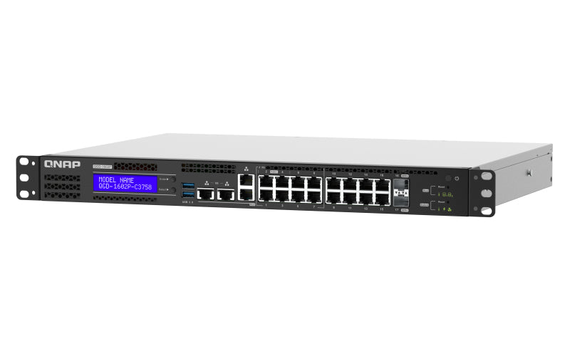QNAP QGD-1602P Switch Gigabit Ethernet L2 Manageable PoE 1U Noir et Gris