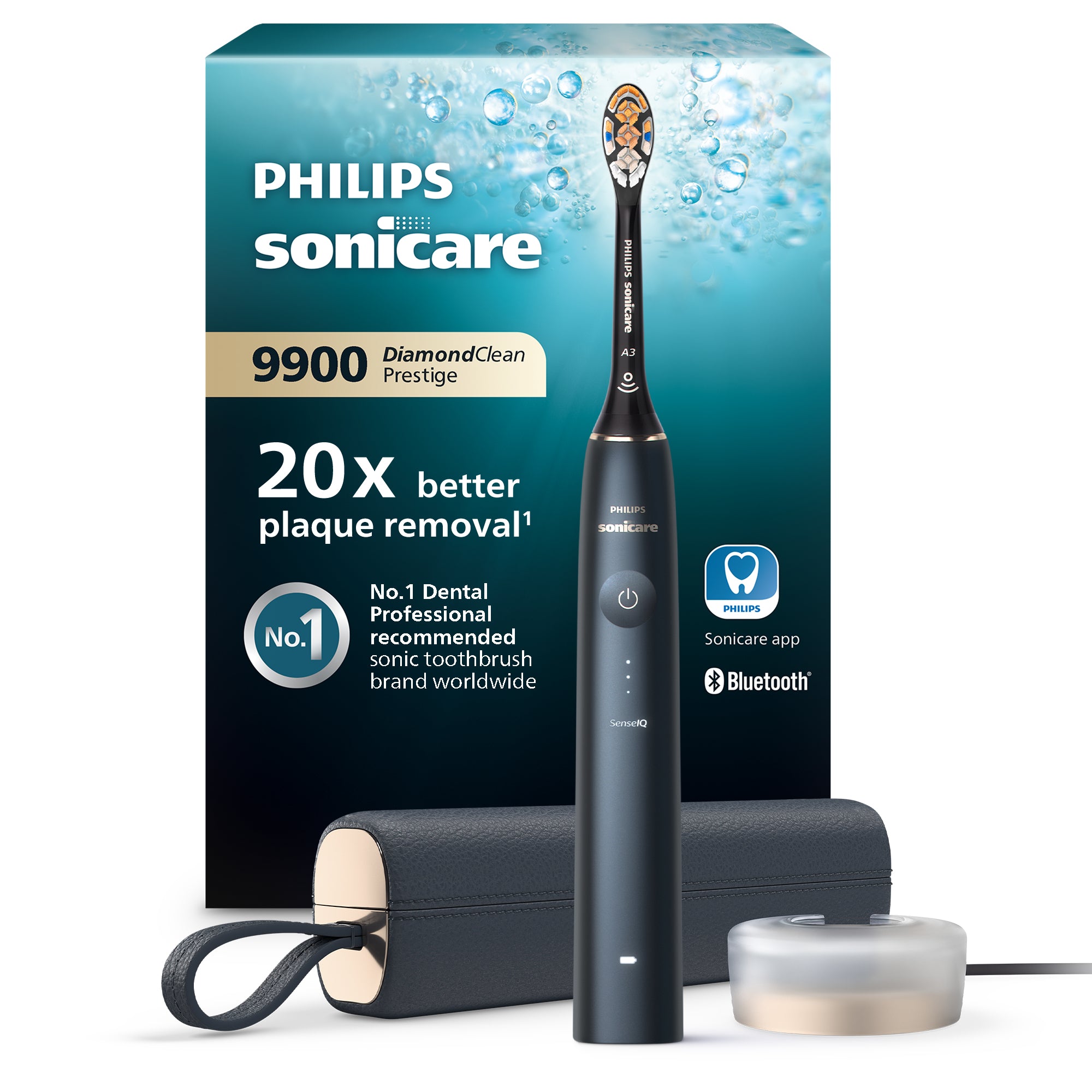 Philips Sonicare DiamondClean Prestige 9900 series DiamondClean Prestige HX9992/12 Brosse à dents électrique avec SenseIQ - Bleu nuit