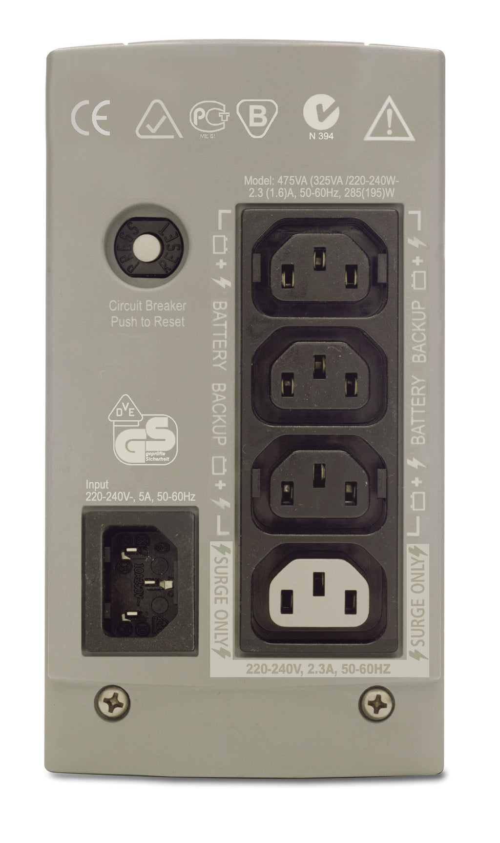 APC Onduleur Back-UPS 325, 230 V, IEC 320, sans logiciel d'arrêt automatique