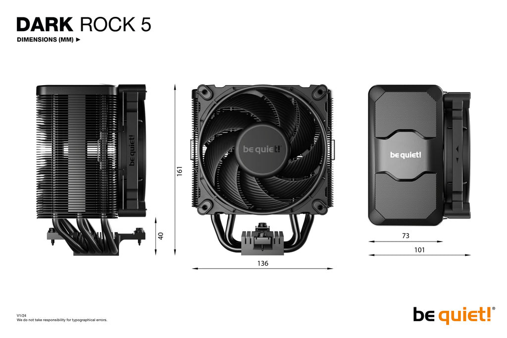 be quiet! Dark Rock 5 Ventirad Mono Tour pour Sockets Intel et AMD