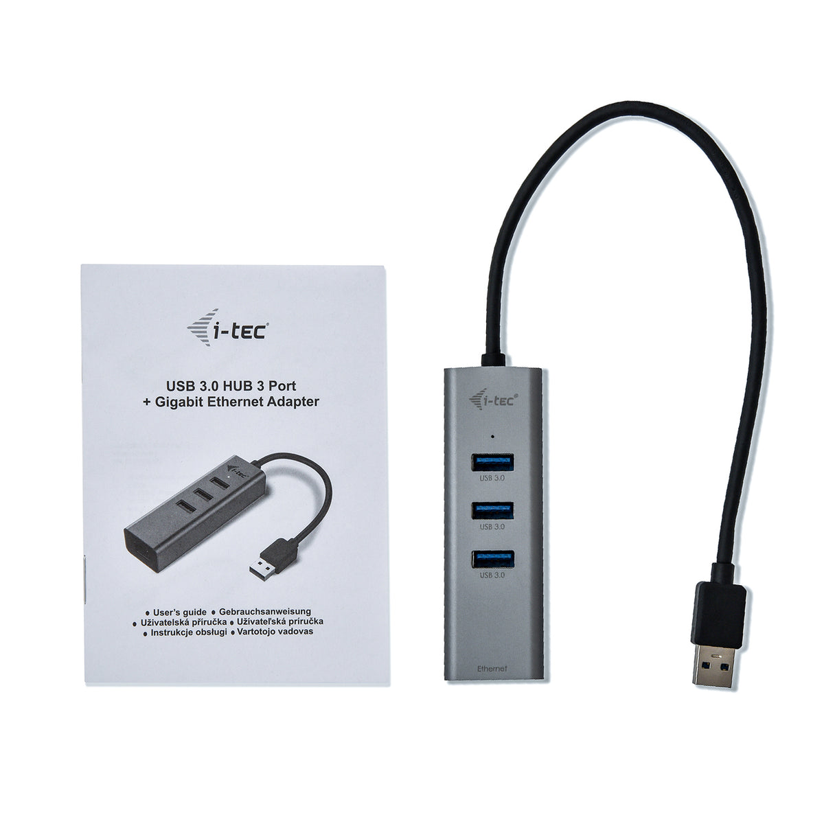 Hub USB 3.0 en Métal avec 3 Ports et Adaptateur Gigabit Ethernet