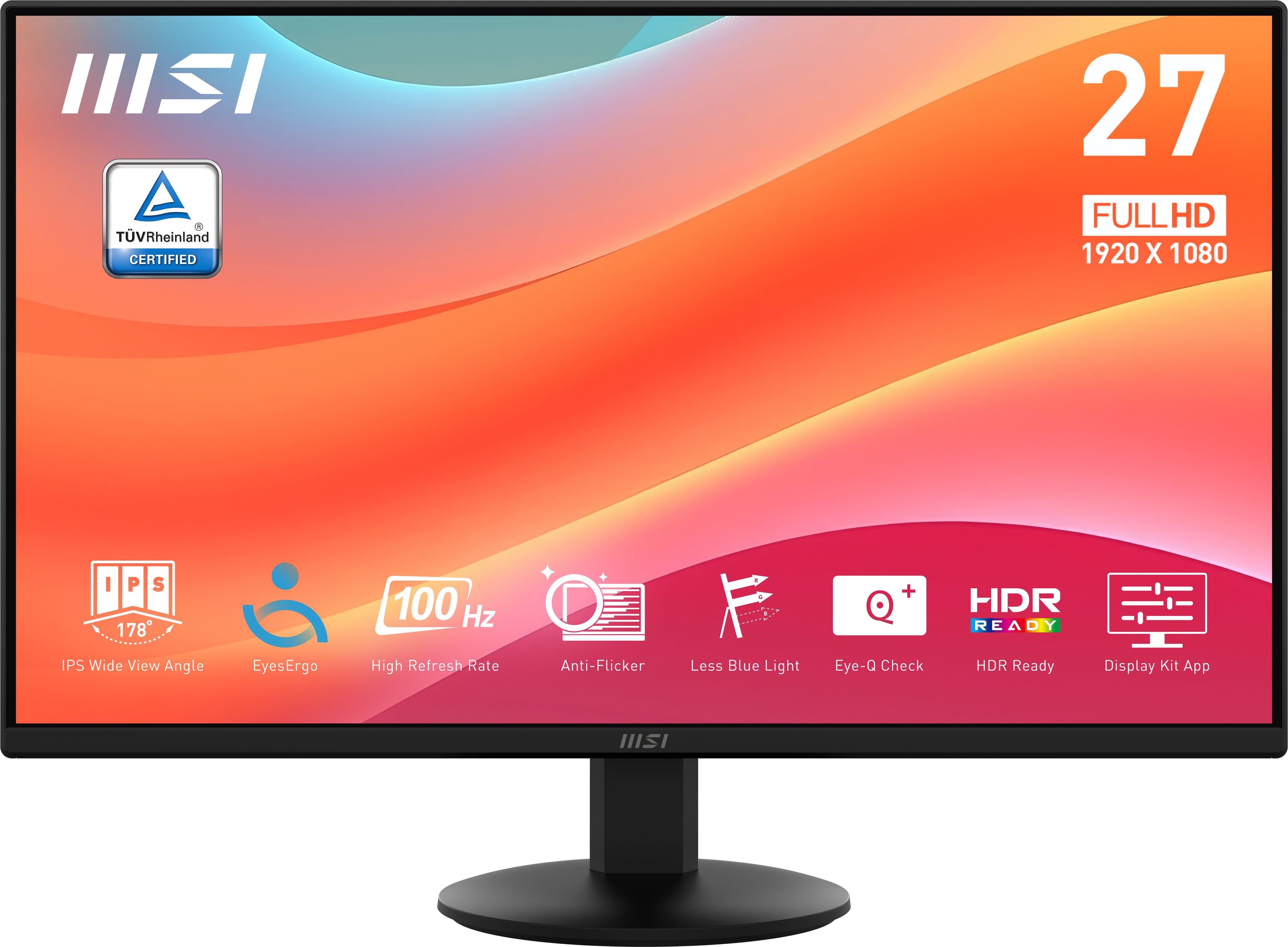 MSI Pro MP272L écran plat de PC 68,6 cm (27") 1920 x 1080 pixels Full HD LED Noir