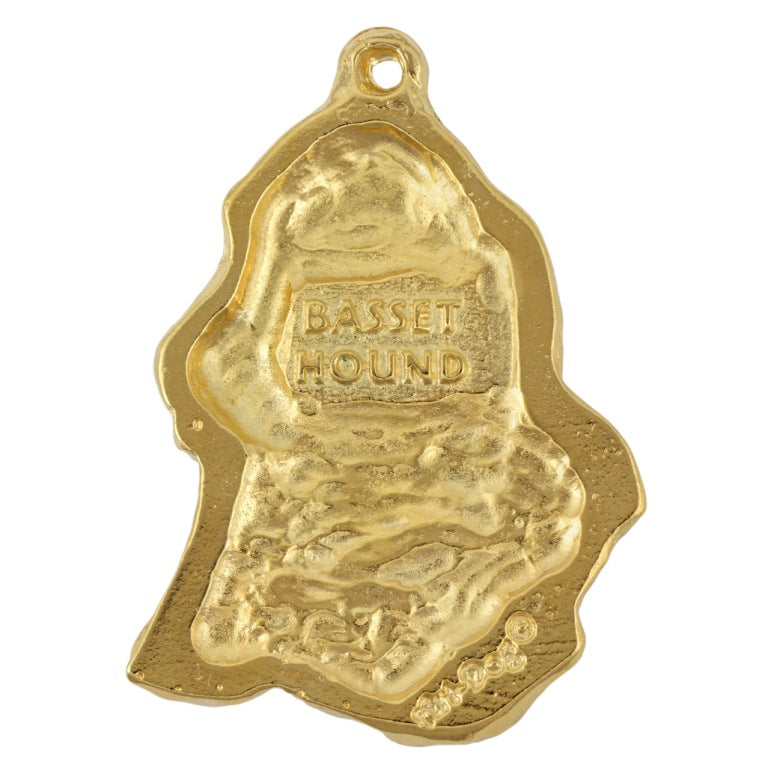 Basset Hound II - keychain and necklace with a dog in a box, high-quality gold-plated product, Art-Dog brand