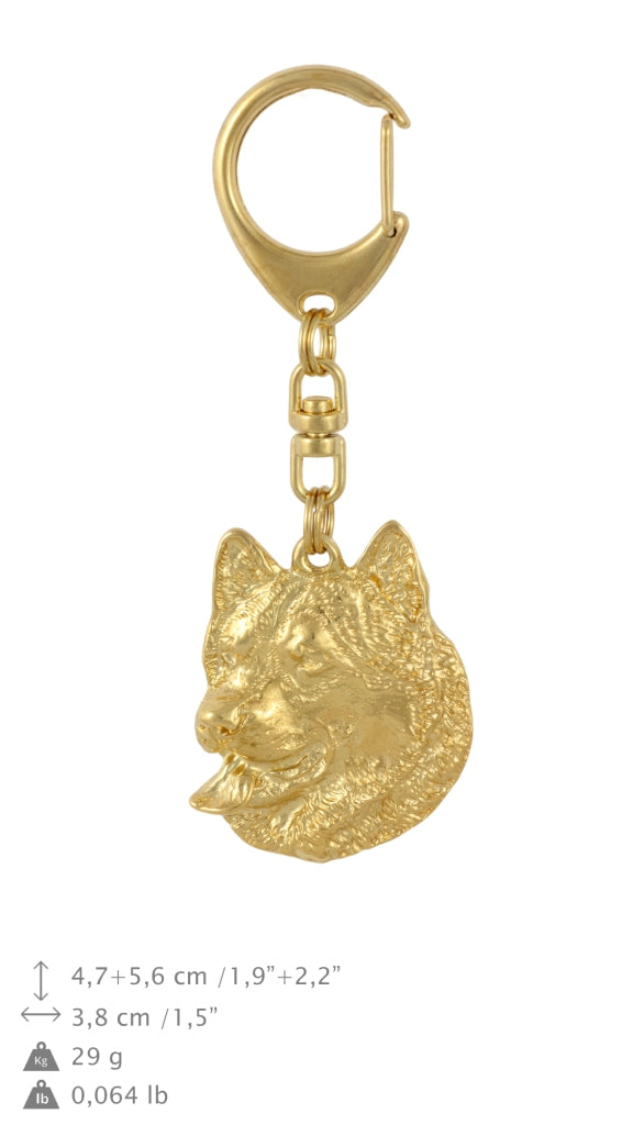 Alaskan Malamute - Gilded key ring with dog in gift box, handbag decoration, luxury accessory by Art-Dog brand