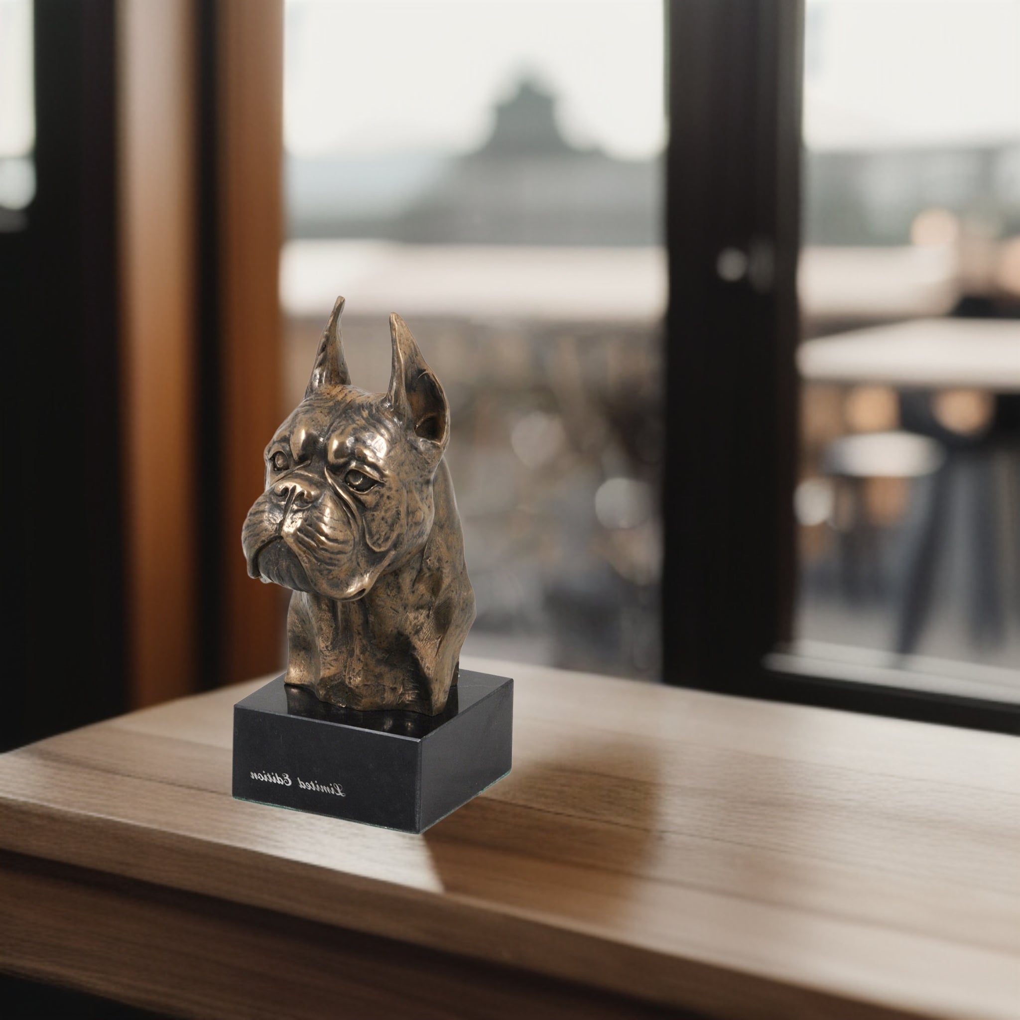 Boxer, German Boxer I - Dog statue, bust on stone base, sculpture, trophy for dog show by Art-Dog brand