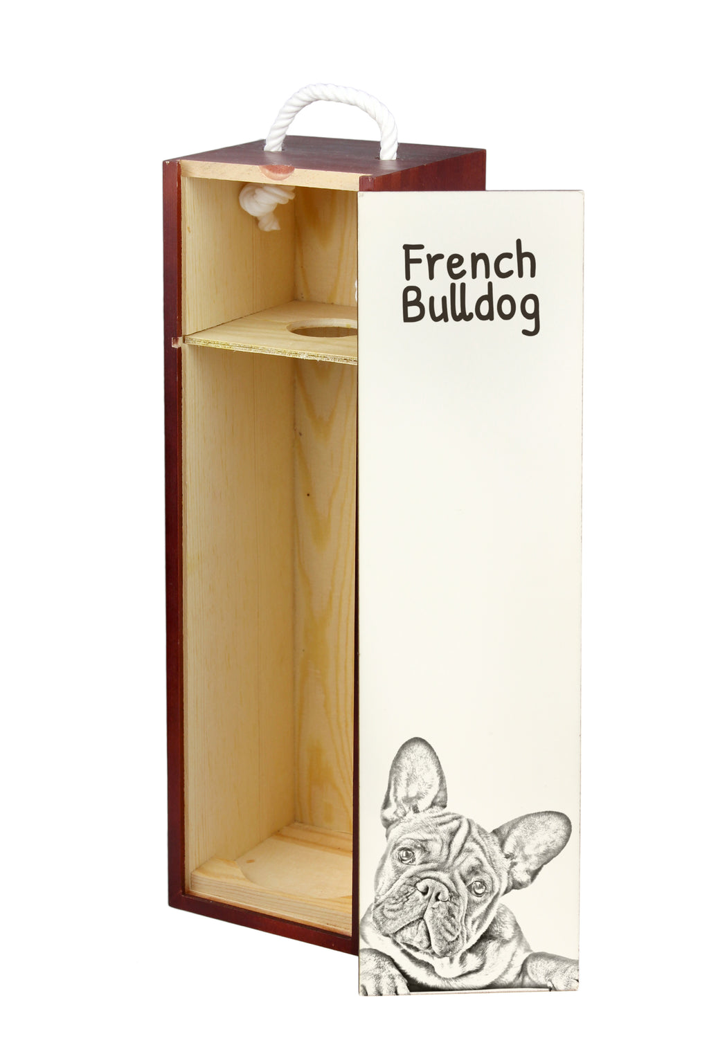 French Bulldog, Frenchie - wine box with a dog, alcohol box with graphics, personalized gift box from the Art-Dog brand