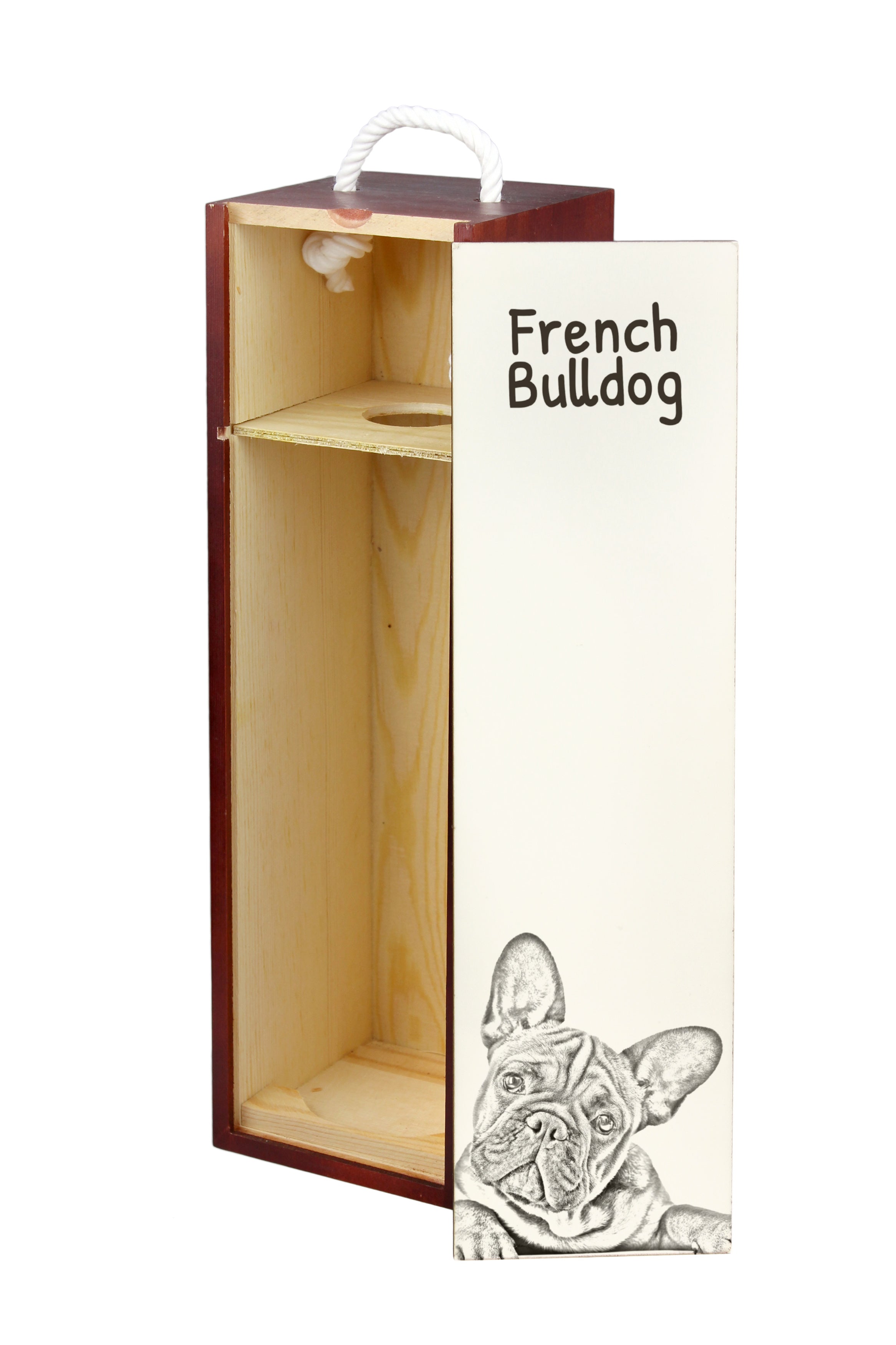 French Bulldog, Frenchie - wine box with a dog, alcohol box with graphics, personalized gift box from the Art-Dog brand