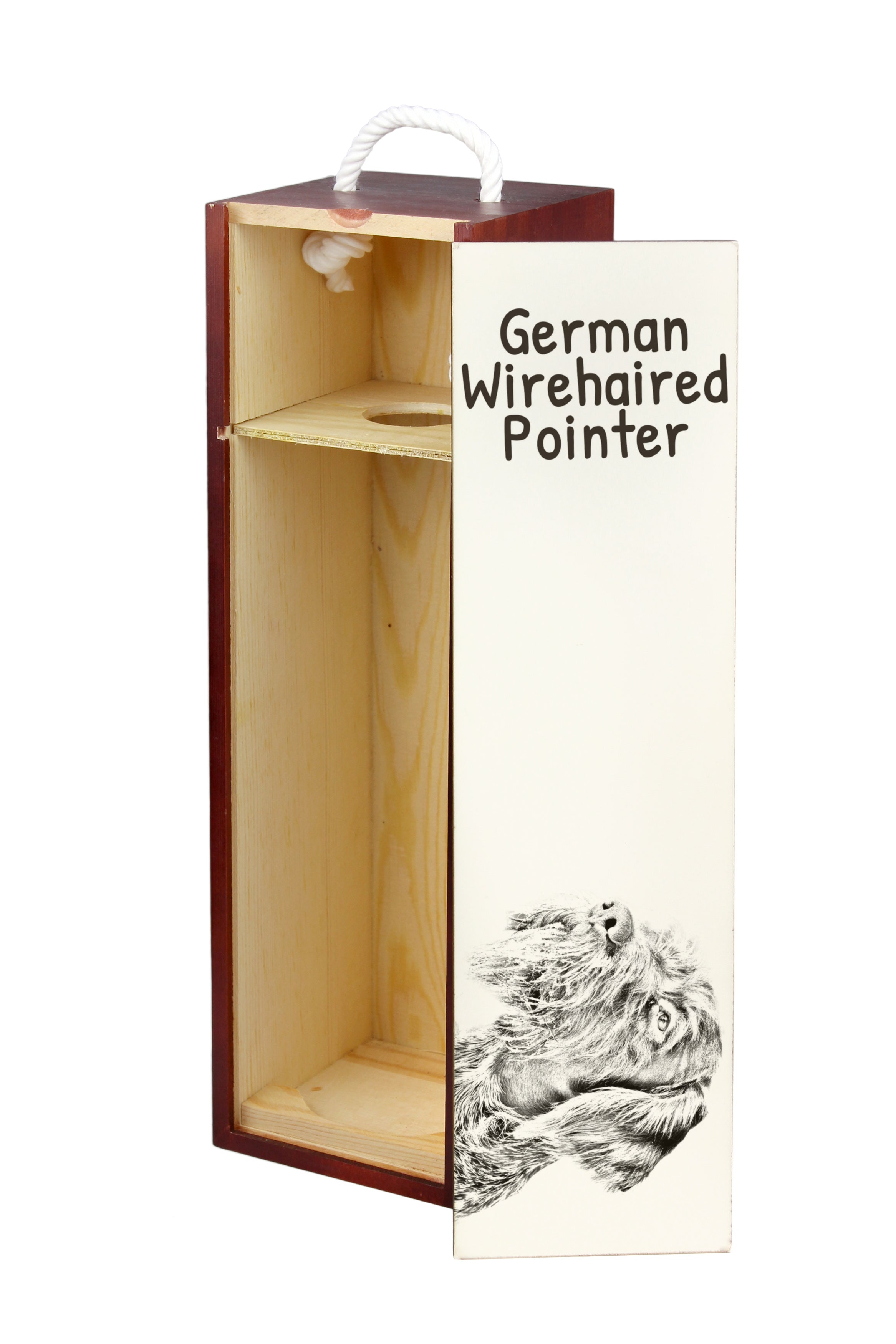 German Wirehaired Pointer I - wine box with a dog, alcohol box with graphics, personalized gift box from the Art-Dog brand