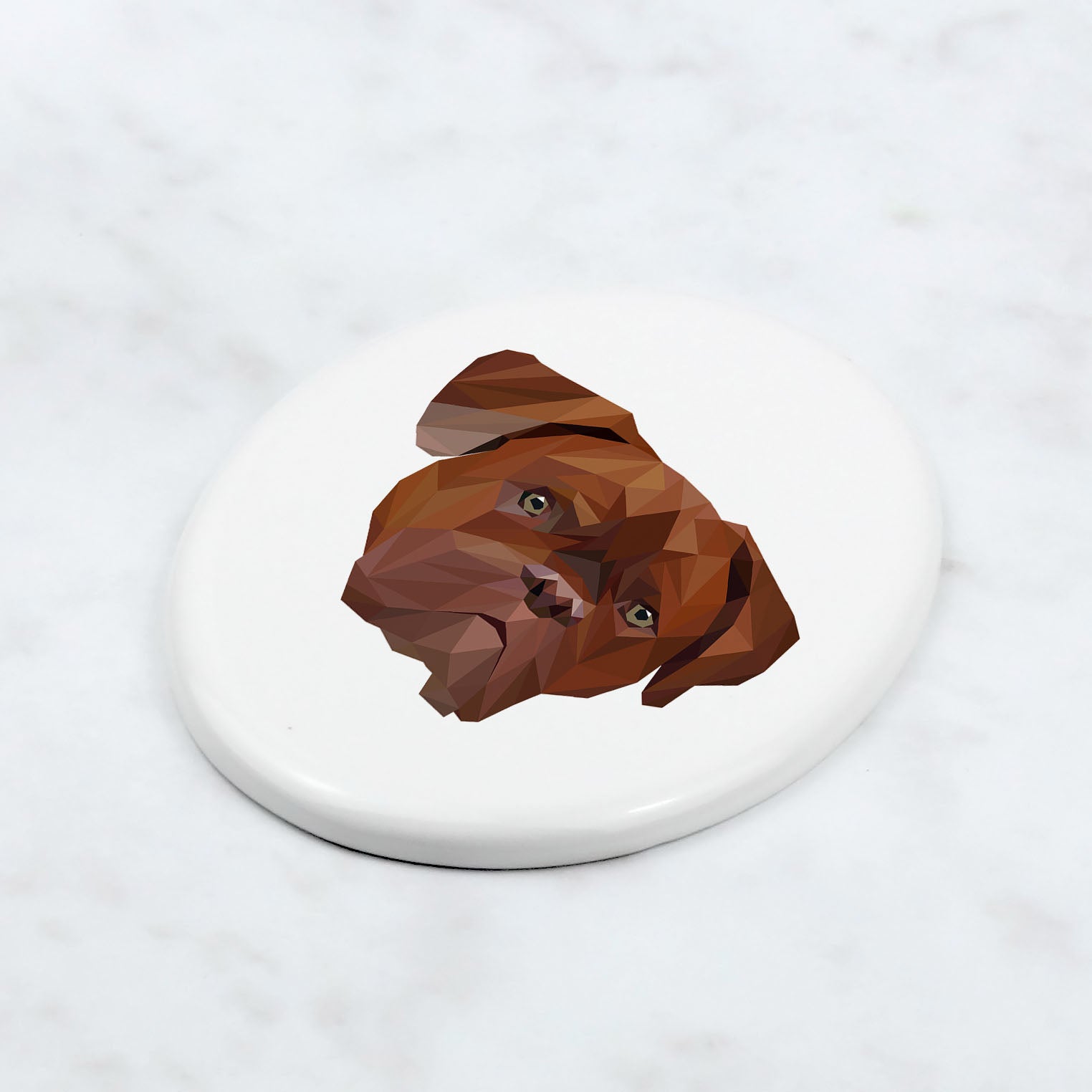 Dogue de Bordeaux, French Mastiff, Bordeauxdog - a plate with a geometric design and the brand name Art-Dog
