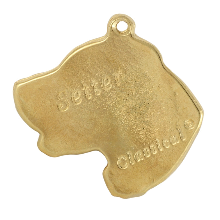 English setter, Lawerack, Laverack - keychain and necklace with a dog in a box, high-quality gold-plated product, Art-Dog brand