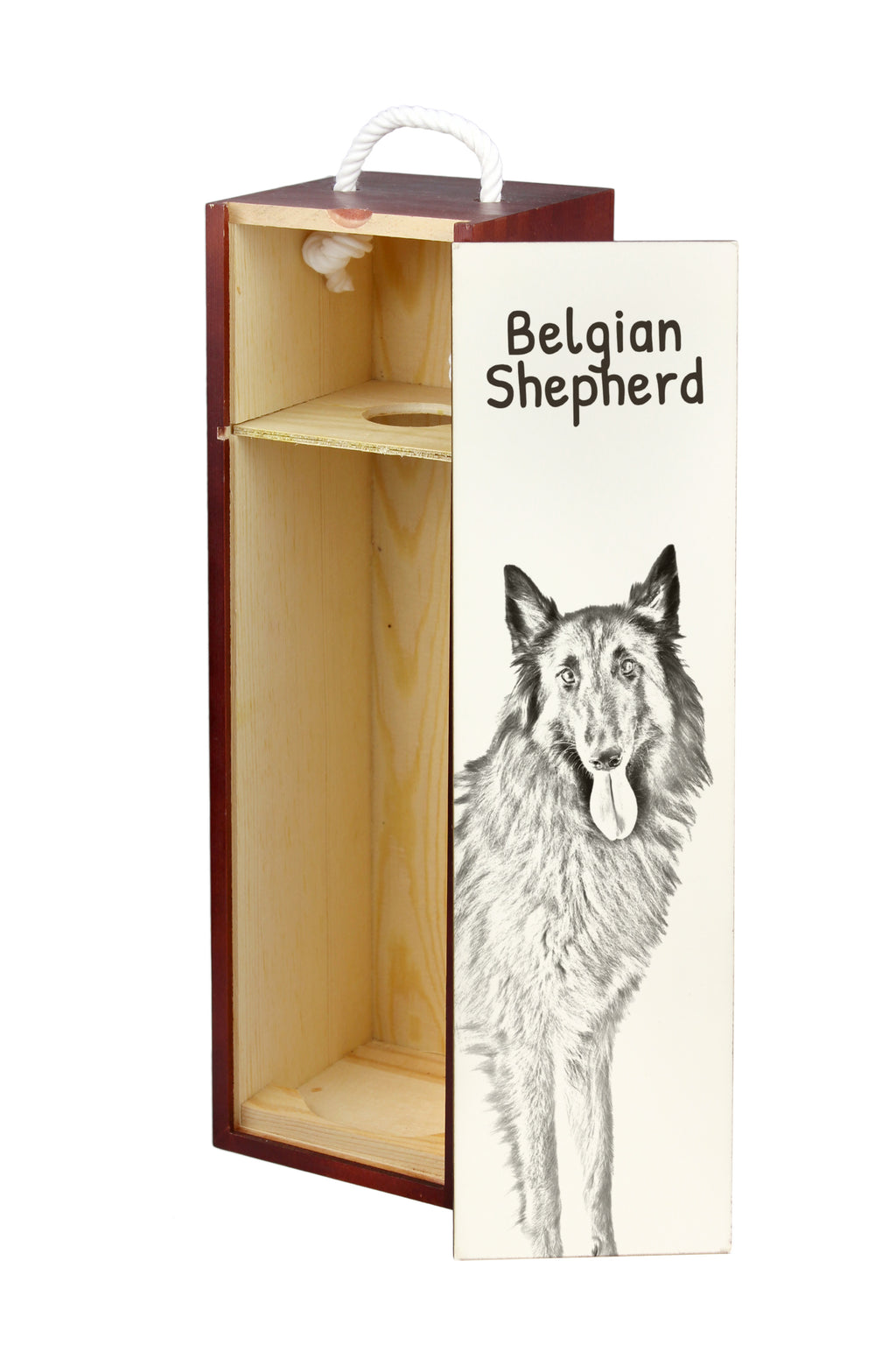 Belgian Shepherd Dog, Belgian Sheepdog I - wine box with a dog, alcohol box with graphics, personalized gift box from the Art-Dog brand