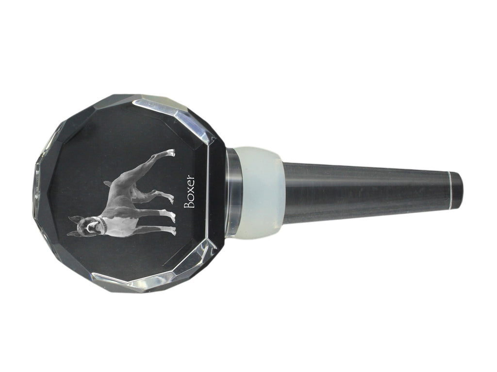 Boxer, German Boxer III - Crystal bottle stopper, unique wine stopper with photo, personalised gift for sommelier by Art-Dog brand