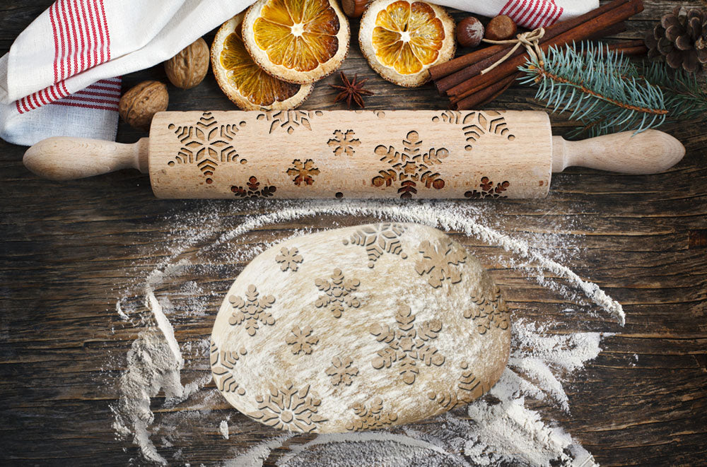 Snowflakes - engraved rolling pin for dough, for baking enthusiasts, Art-Dog brand