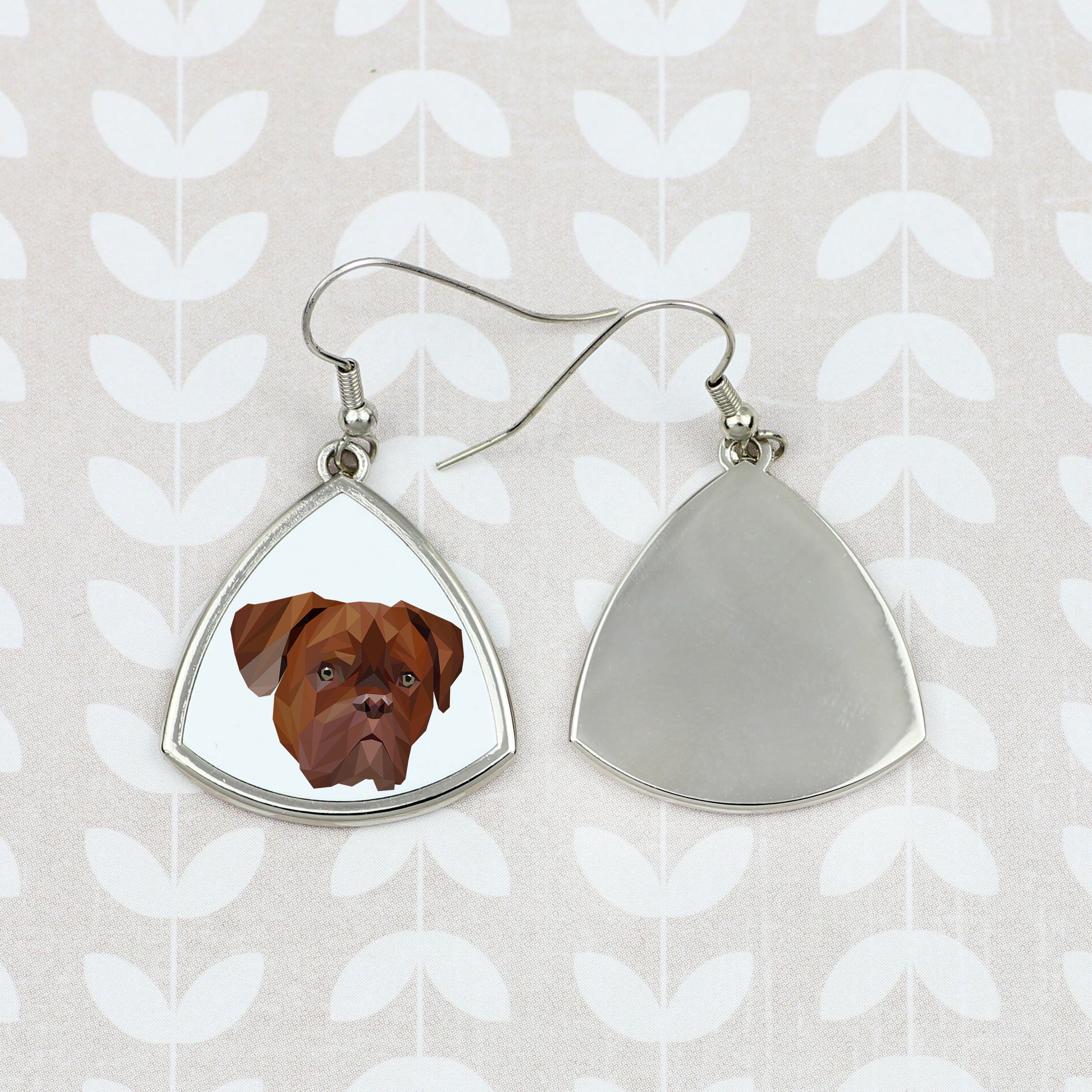 Dogue de Bordeaux, French Mastiff, Bordeauxdog - earrings with a picture and the inscription geometric dog Art-Dog