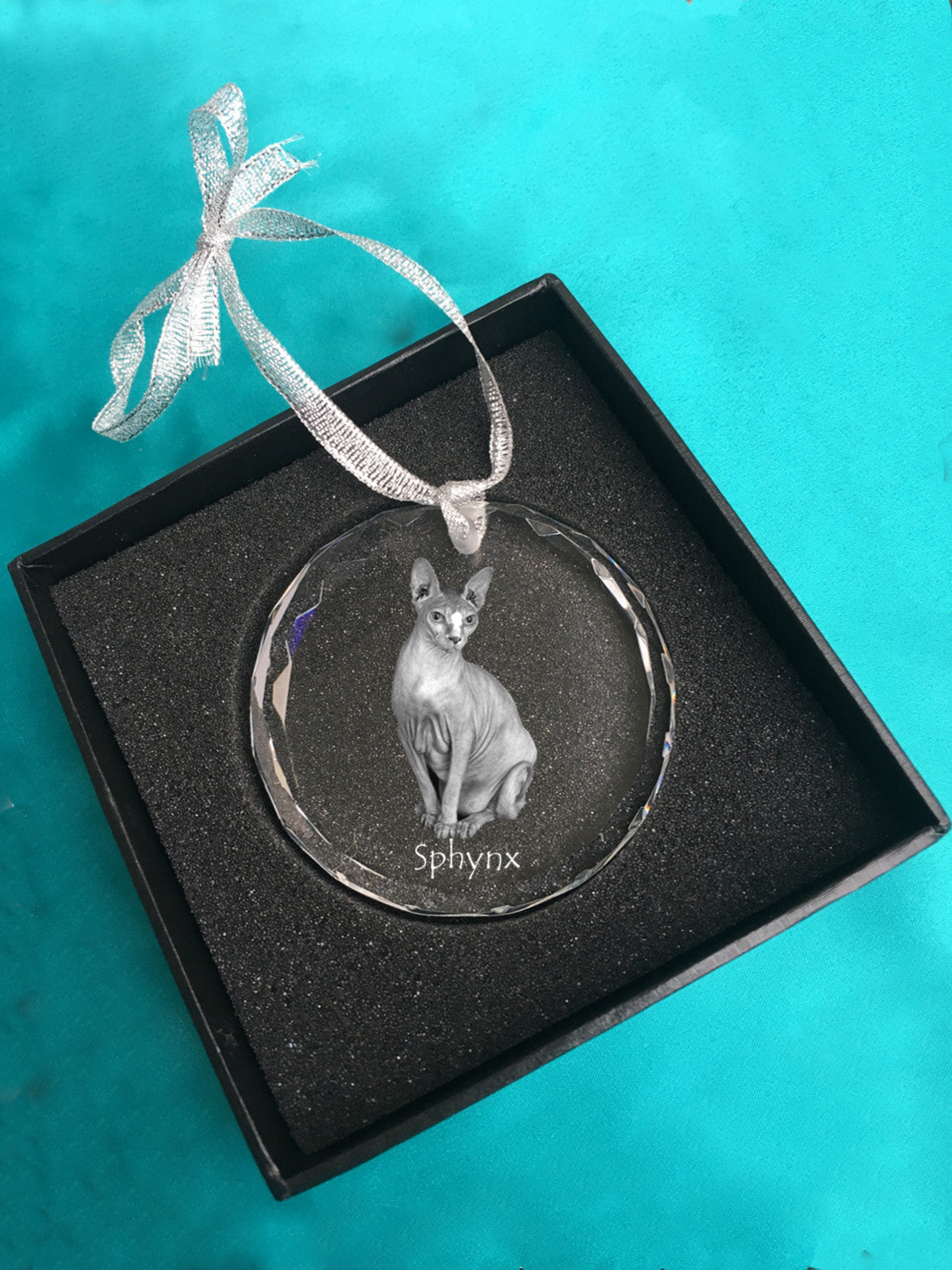 Sphynx - crystal bauble with a photo, photo of a cat in crystal, personalized Christmas tree ornament by Art-Dog brand