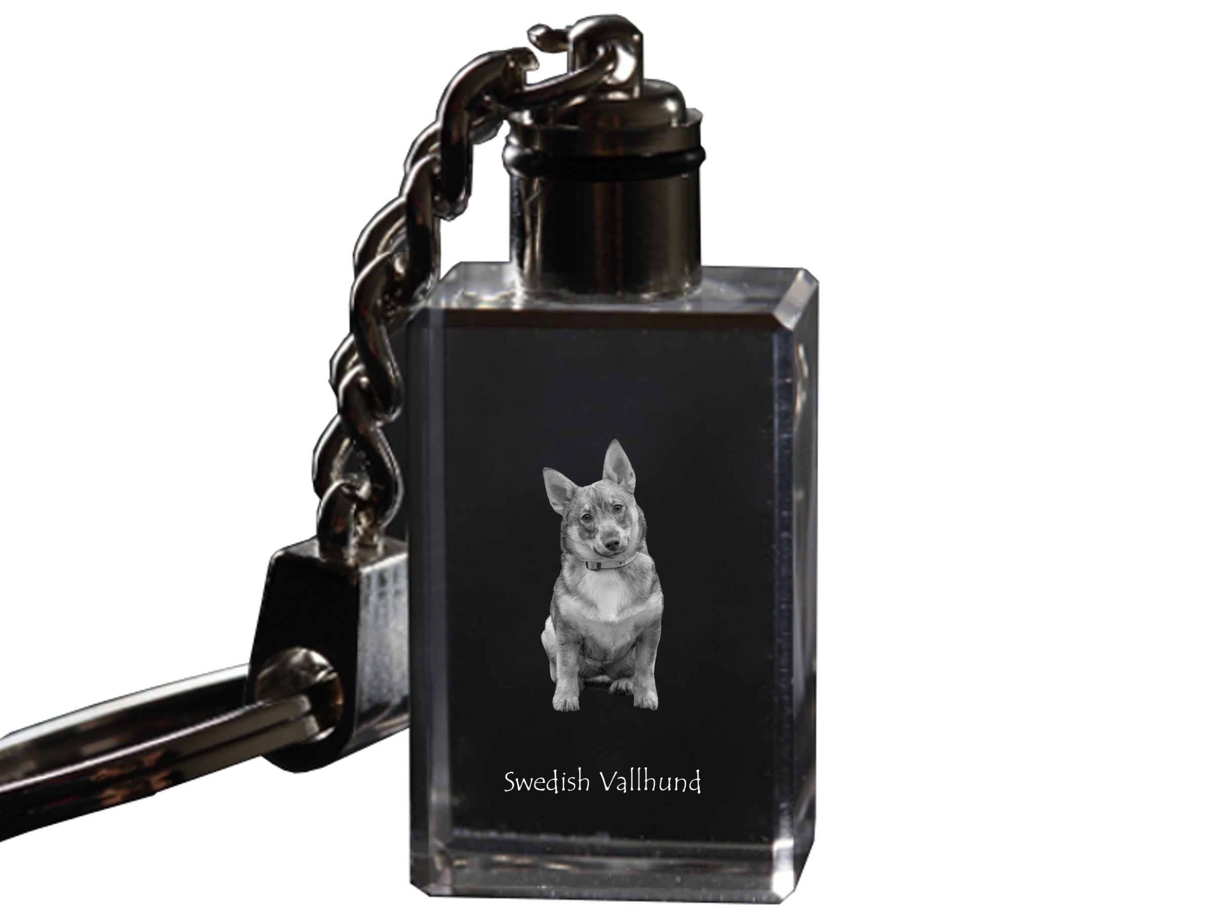 Swedish Vallhund, Swedish Cattle Dog, Swedish Shepherd - Crystal key ring with dog photo, illuminated key ring, unique gift by Art-Dog brand