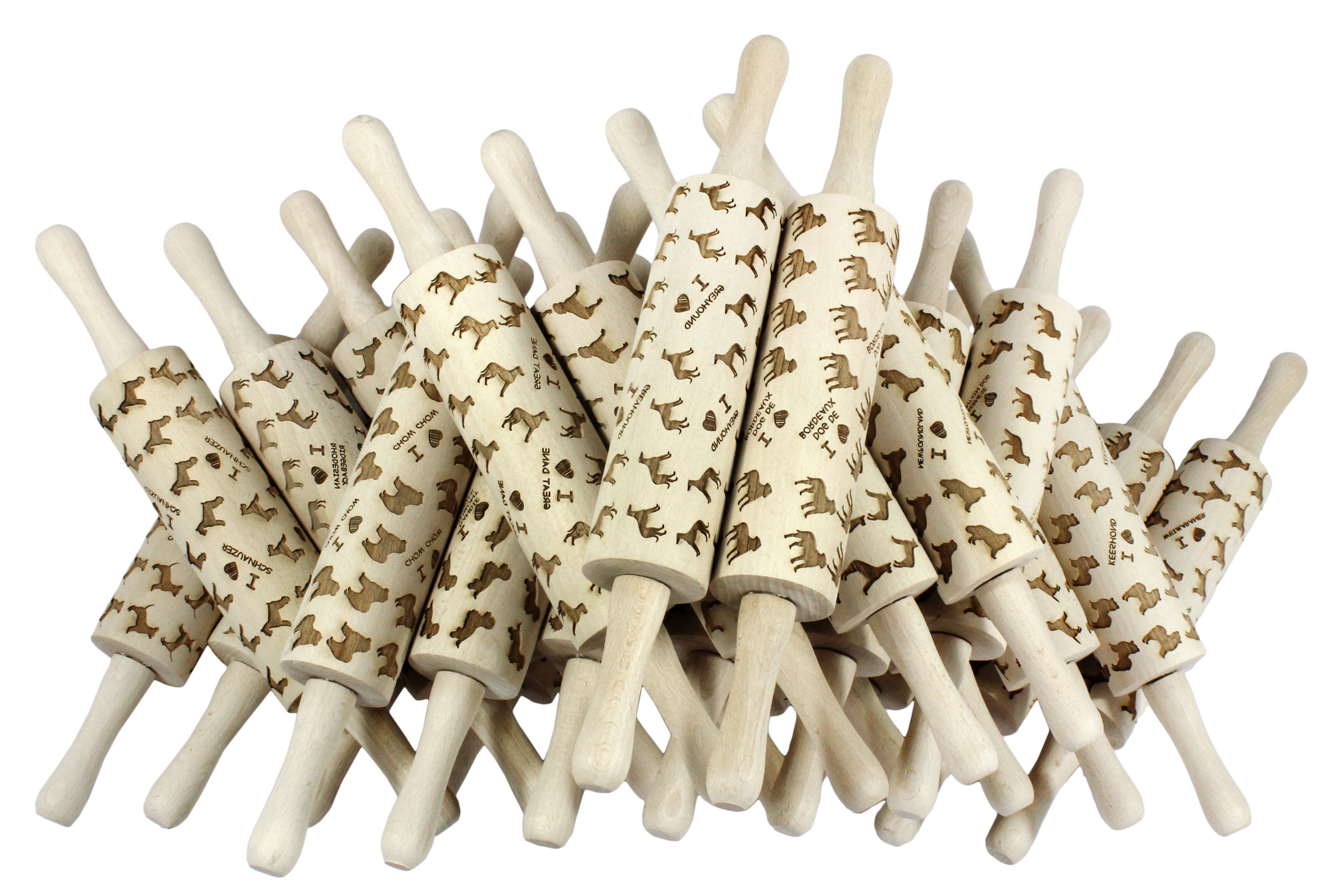 Coton de Tulear, Cotie - small rolling pin with a dog pattern, a rolling pin for children's dough, decorating ceramic clay by Art-Dog brand
