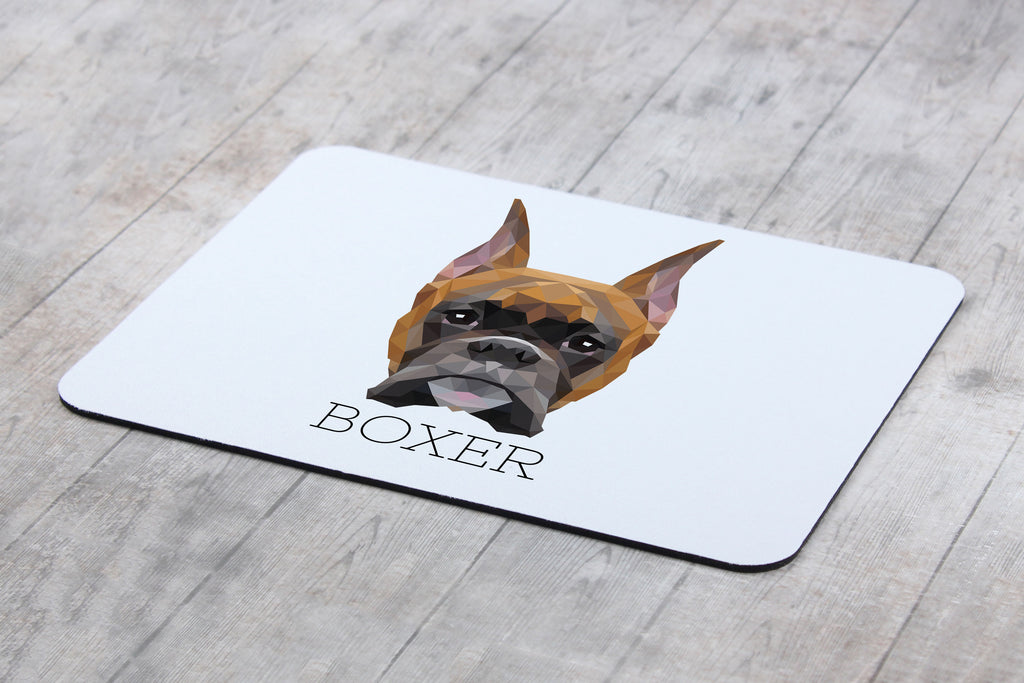 Boxer, German Boxer I - geometric mouse pad with a picture and text by Art-Dog