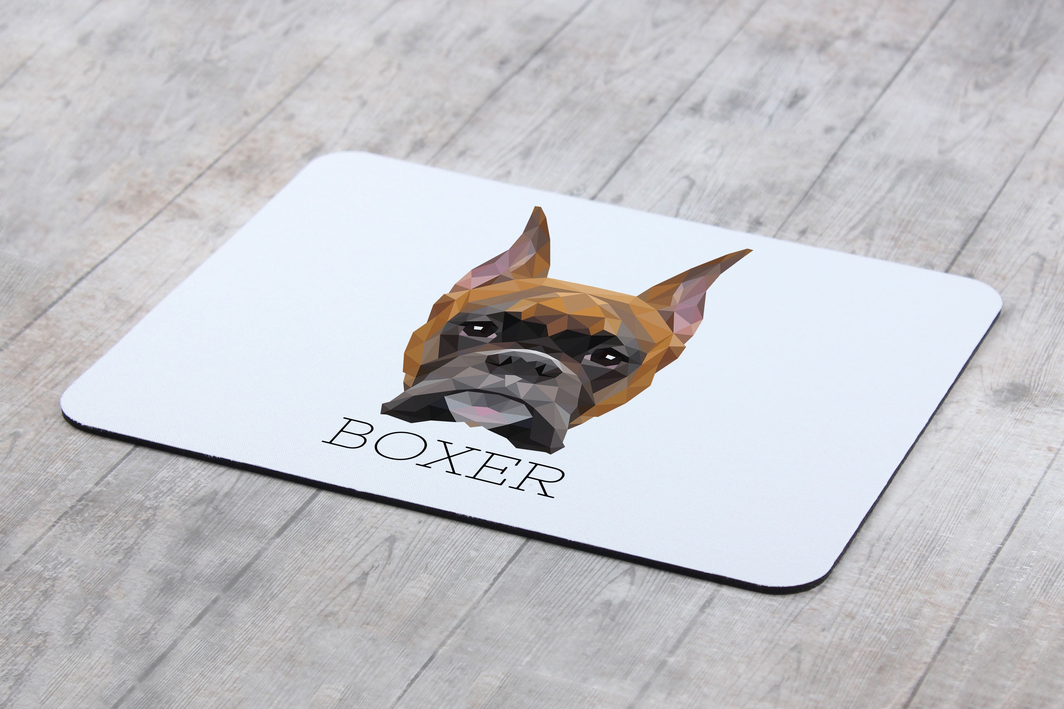 Boxer, German Boxer I - geometric mouse pad with a picture and text by Art-Dog