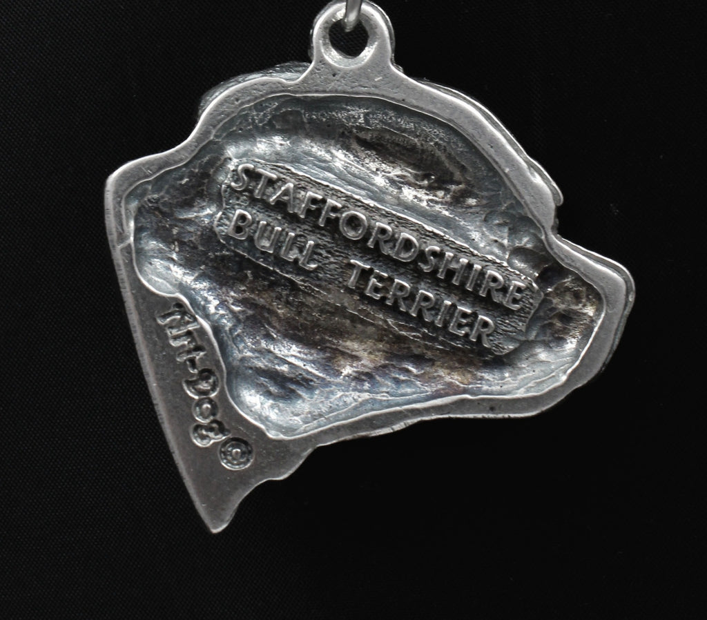 Staffordshire Bull Terrier, Staffy III - Necklace with dog, silver-plated pendant for dog fan, unique jewelry by Art-Dog brand