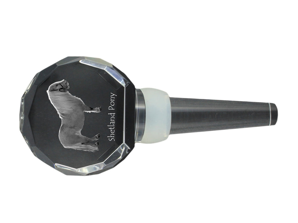 Shetland Pony - Crystal bottle stopper with horse, unique wine stopper with photo, personalised gift for sommelier by Art-Dog brand