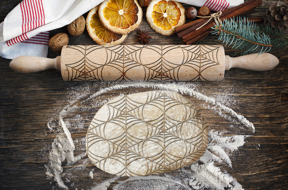 Spider's web - engraved rolling pin for dough, for baking enthusiasts, Art-Dog brand