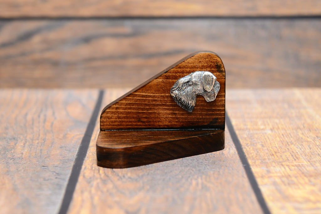 Cesky Terrier, Czech Terrier, Bohemian Terrier - wooden candle holder with a dog, tealight holder, a memorial place for a dog by Art-Dog brand