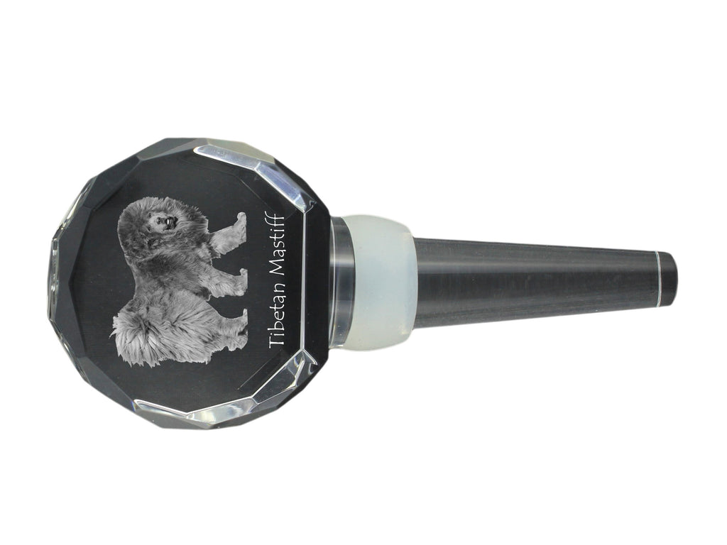 Tibetan Mastiff, Do khyi - Crystal bottle stopper, unique wine stopper with photo, personalised gift for sommelier by Art-Dog brand