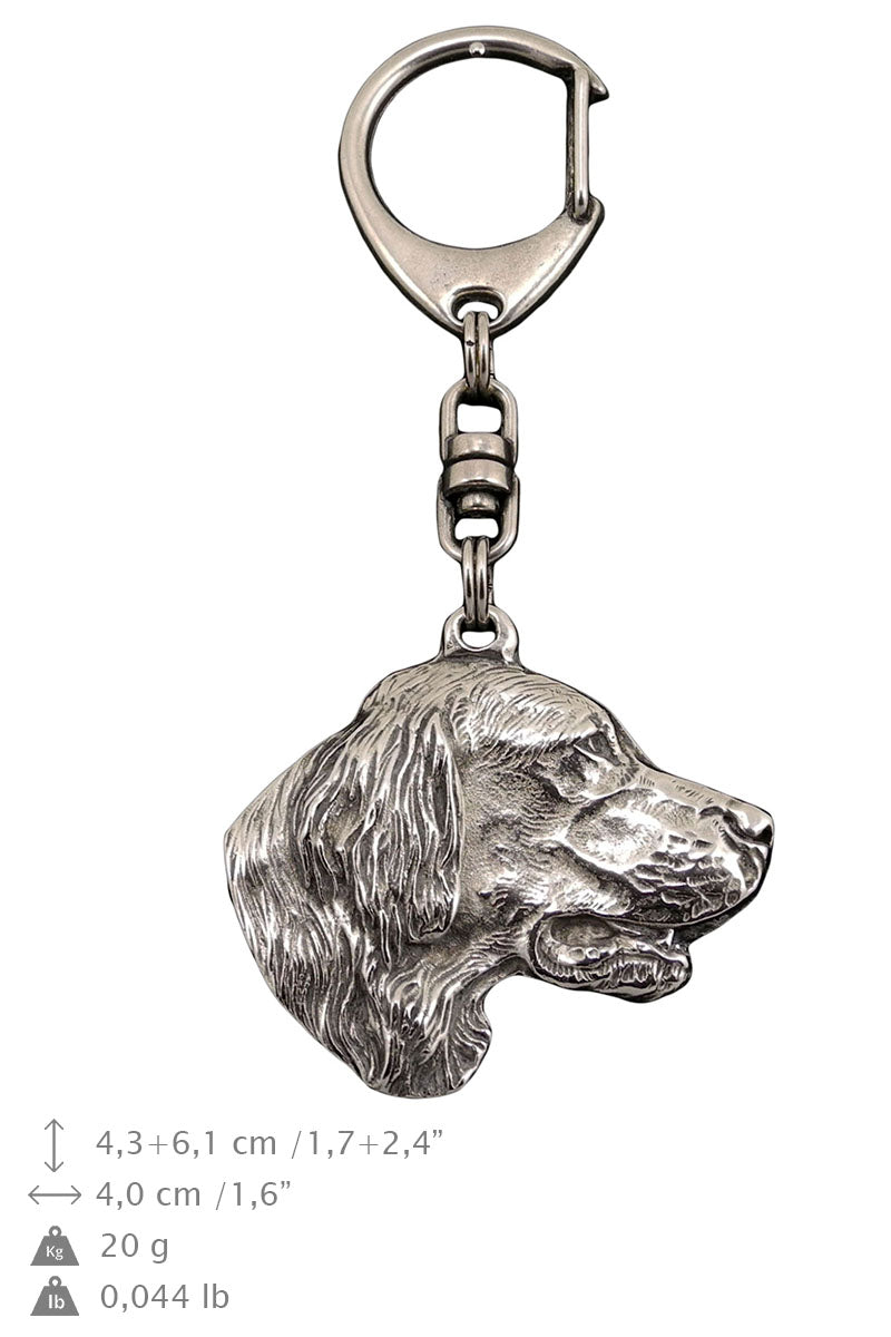 English setter, Lawerack, Laverack - Silver-plated key ring with a dog in a gift box, handbag decoration, backpack pendant by Art-Dog brand