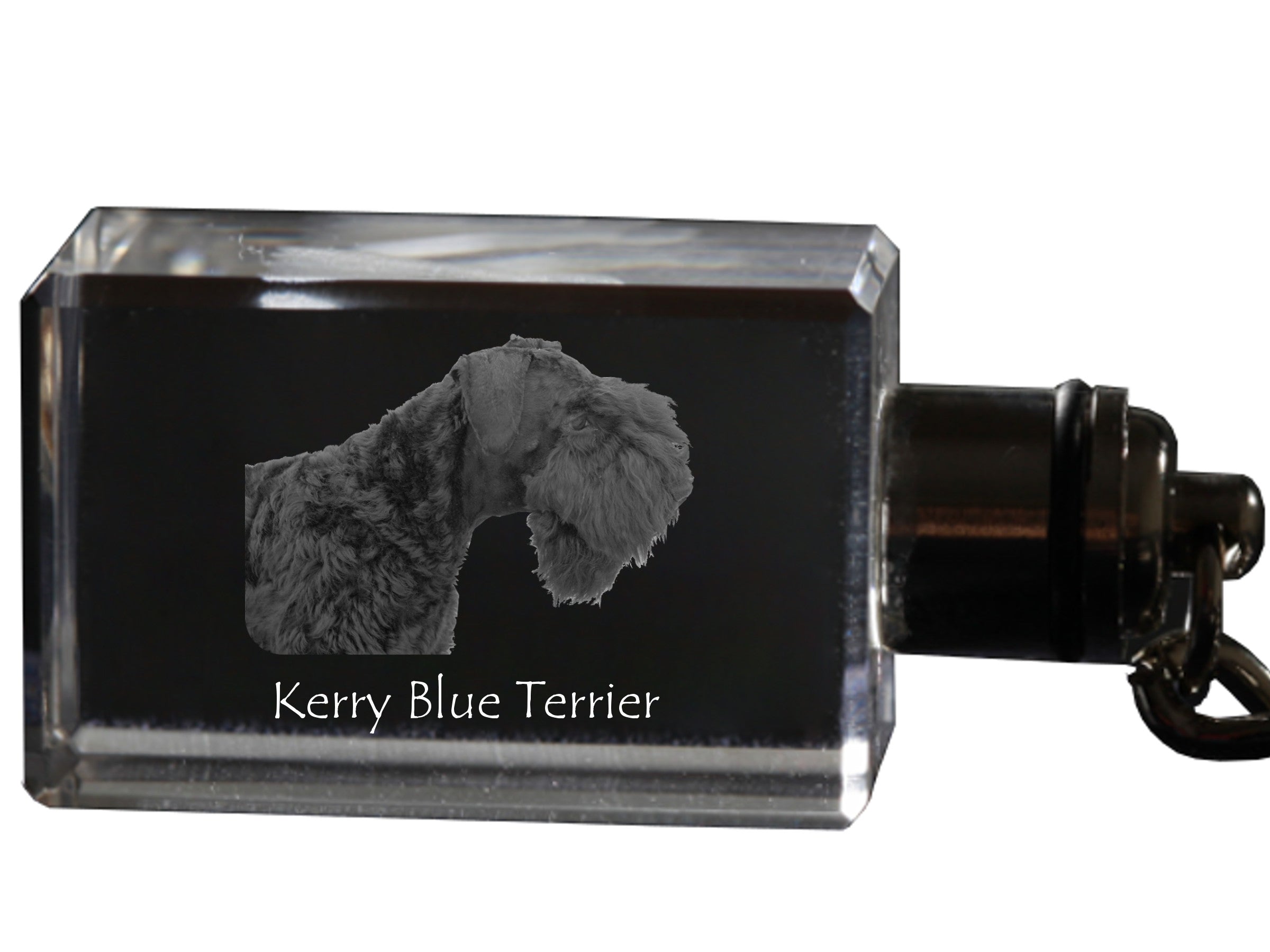 Kerry Blue Terrier, Irish Blue Terrier - Crystal key ring with dog photo, illuminated key ring, unique gift by Art-Dog brand