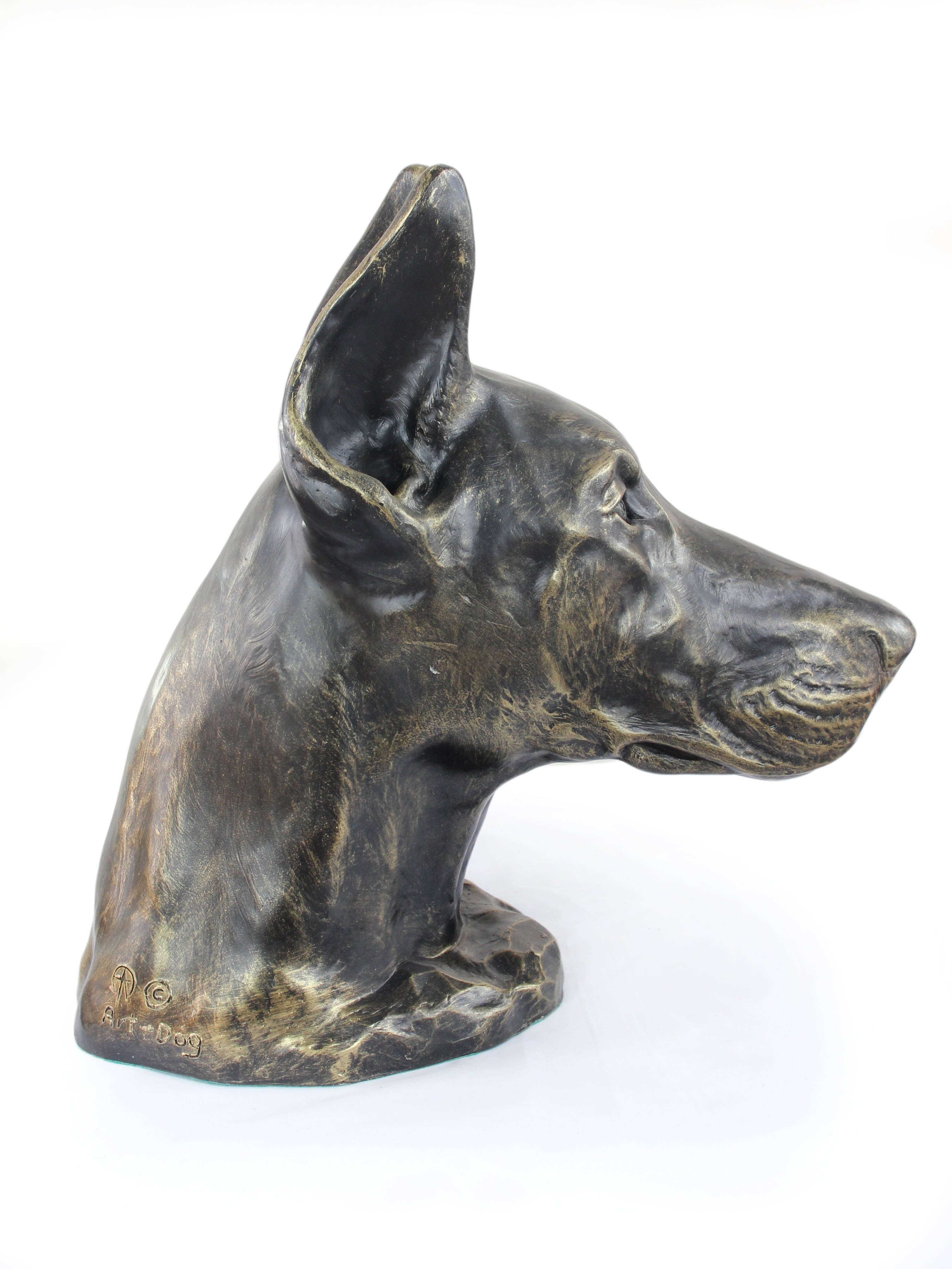 Dobermann, Doberman Pinscher, Dobie - dog bust, large dog head for the garden, unique living room decoration by Art-Dog brand