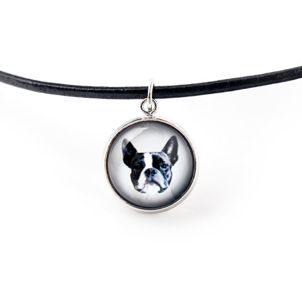 Boston Terrier, American Gentleman - jewelry with your photo box, set of necklace and earrings, personalized products from the Art-Dog brand