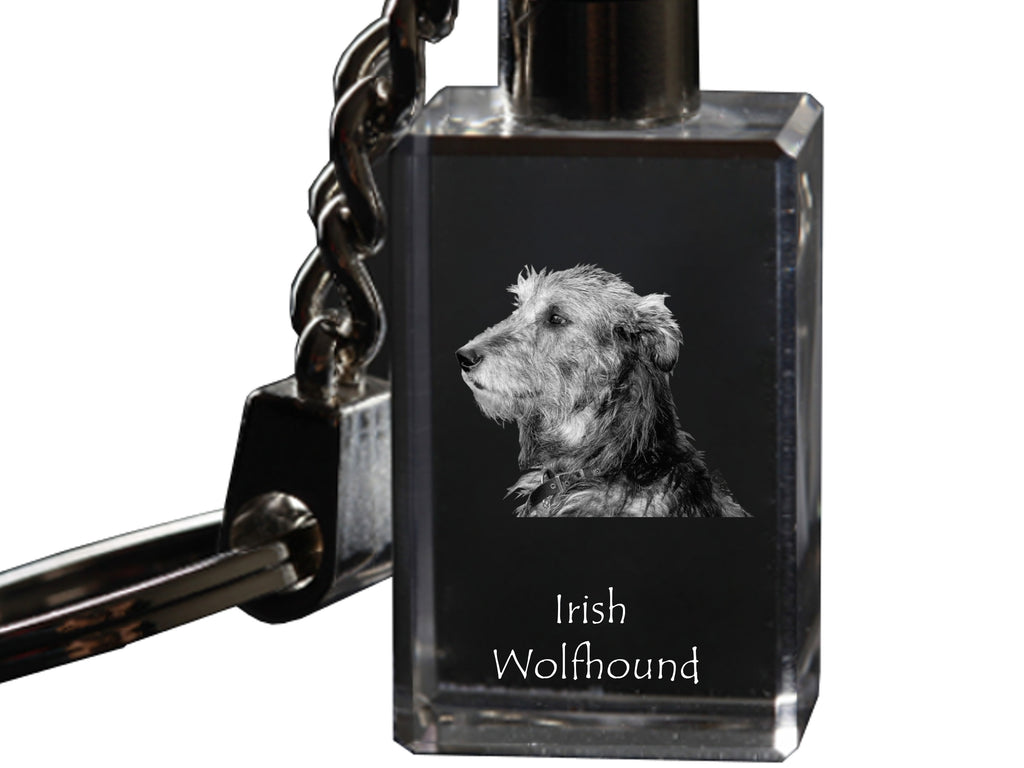 Irish Wolfhound - Crystal key ring with dog photo, illuminated key ring, unique gift by Art-Dog brand