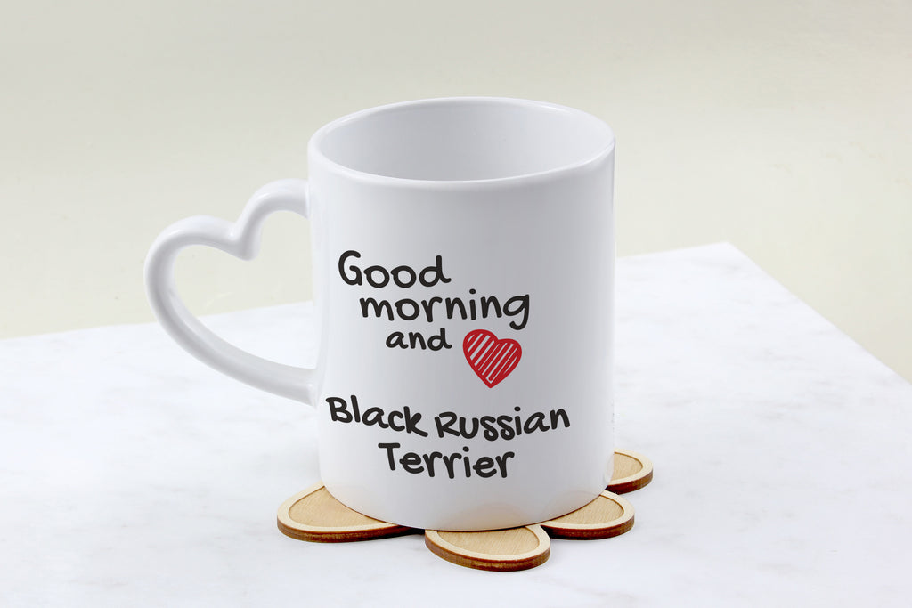 Black Russian Terrier, Chornyi Terrier - cup with a dog, adorable cup with a heart-shaped handle, universal gift from the Art-Dog brand