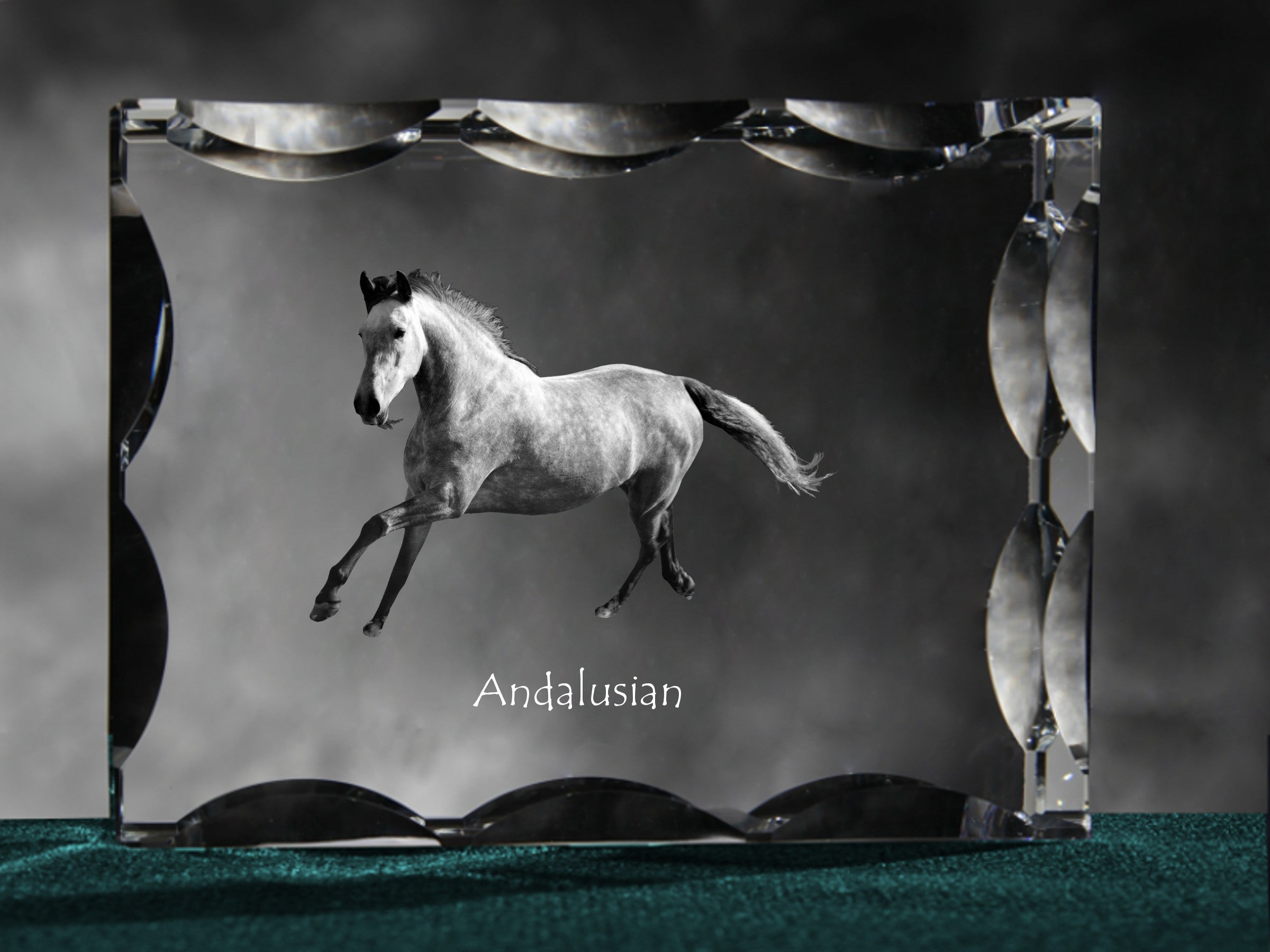 Andalusian - kryształ ze zdjęciem konia, szklana statuetka ze zdjęciem, wyjątkowa ramka ze zdjęciem marki Art-Dog