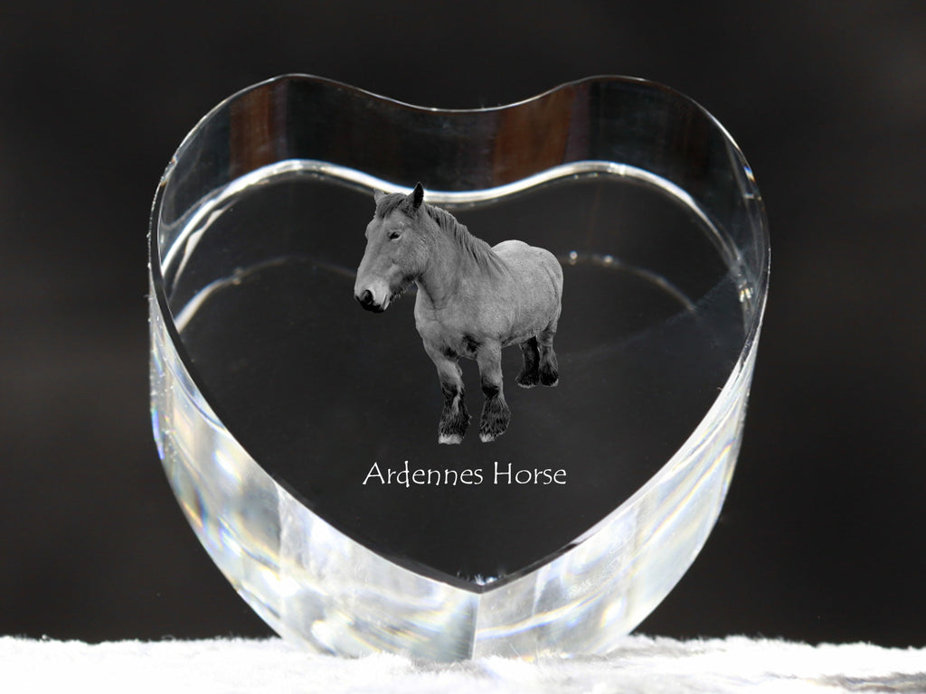 Ardennes Horse - a photo of a horse in crystal, a crystal heart, a unique frame with a photo from the Art-Dog brand