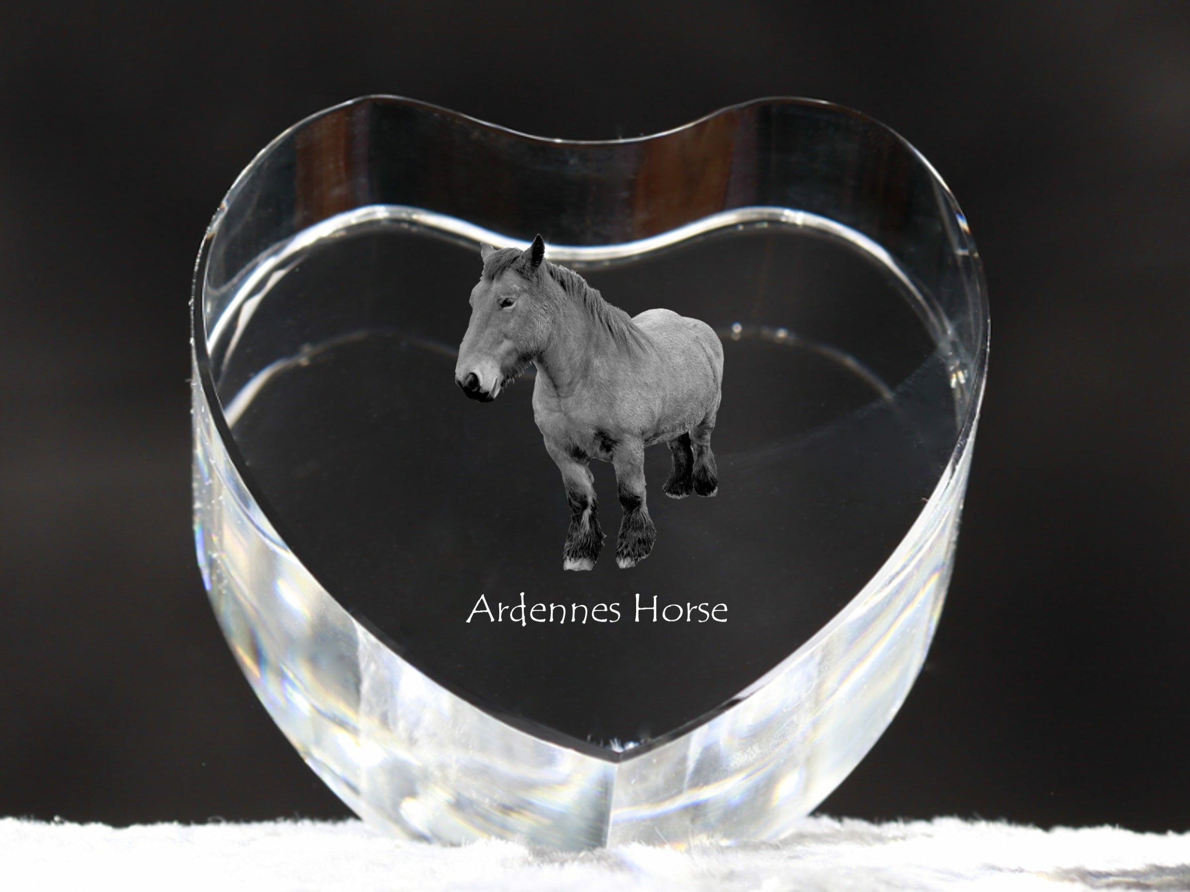Ardennes Horse - a photo of a horse in crystal, a crystal heart, a unique frame with a photo from the Art-Dog brand