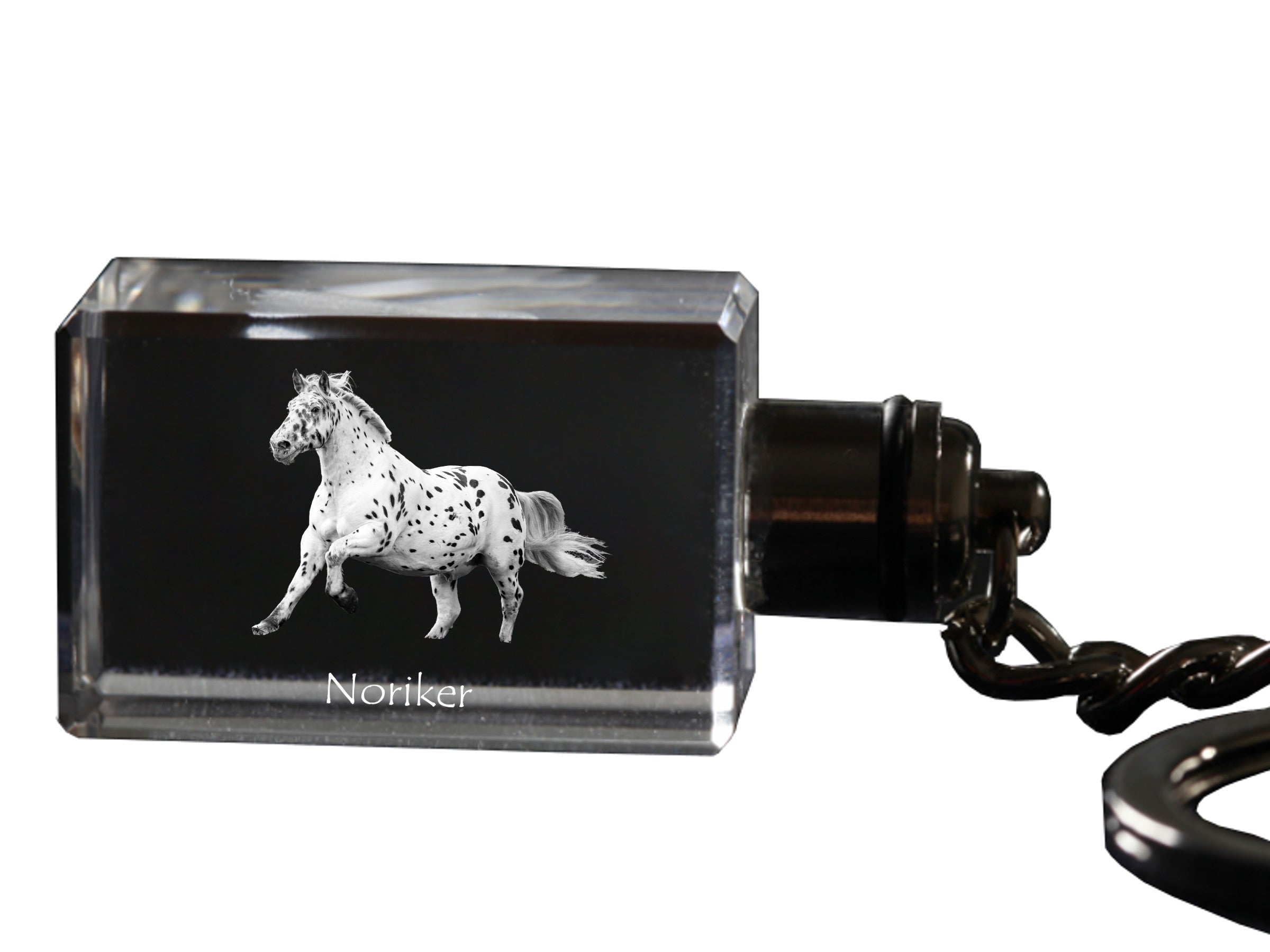 Noriker - Crystal pendant with photo of a horse, illuminated pendant, unique gift by Art-Dog brand