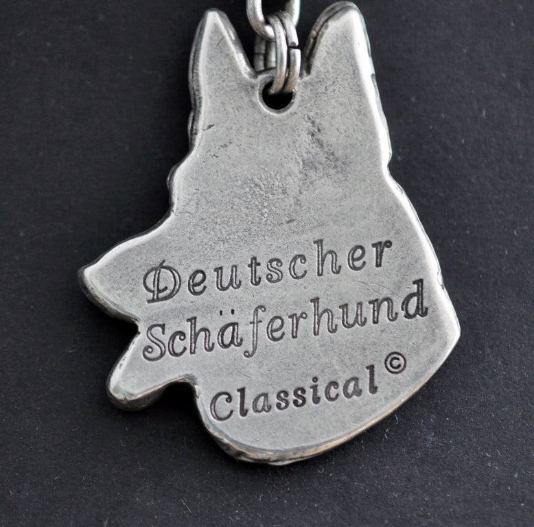German Shepherd Dog, Alsatian Wolf Dog - Dog necklace in gift box, silver-plated locket for dog fan, striking pendant by Art-Dog brand