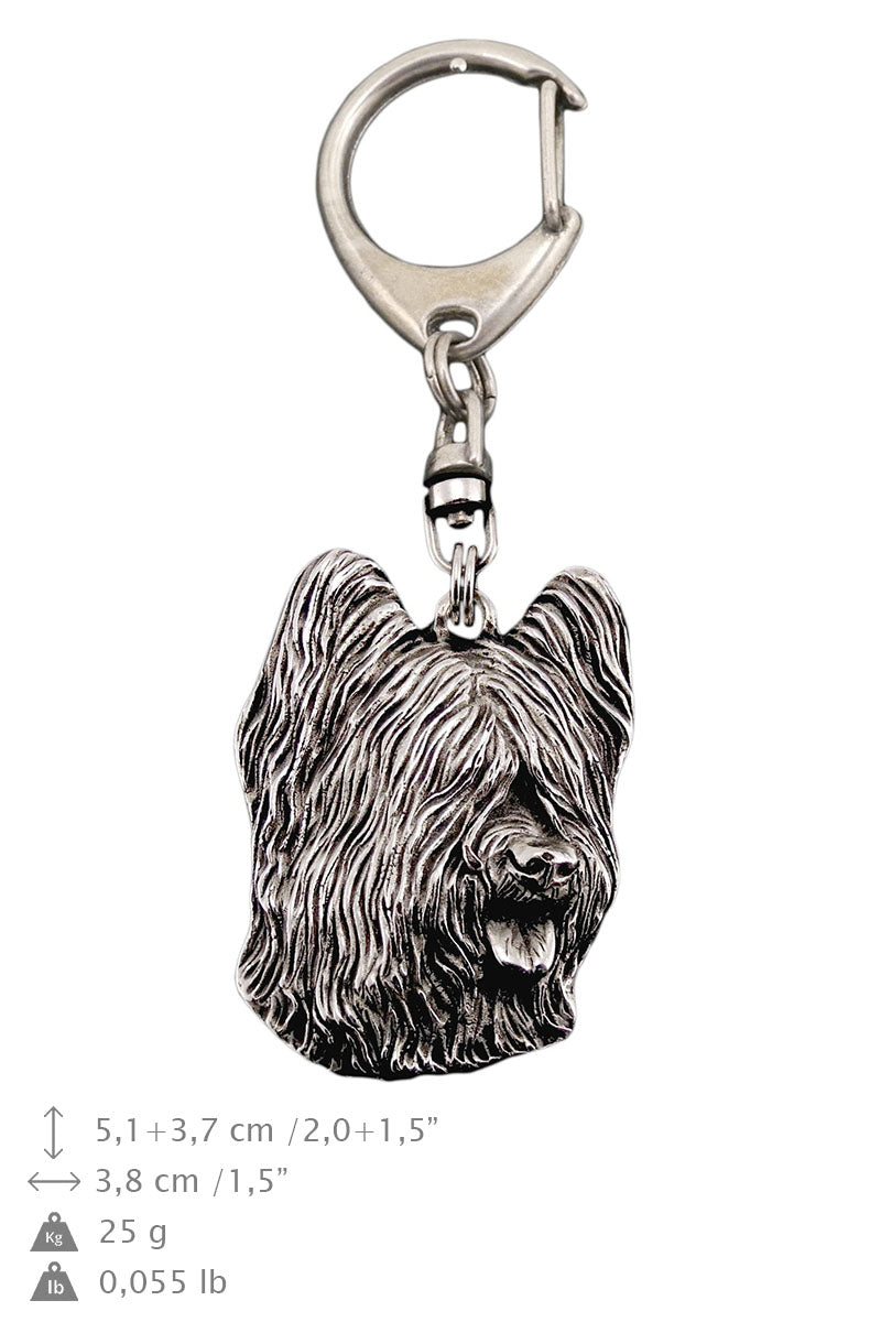Briard, Berger de Brie - Silver-plated key ring with a dog in a gift box, handbag decoration, backpack pendant by Art-Dog brand