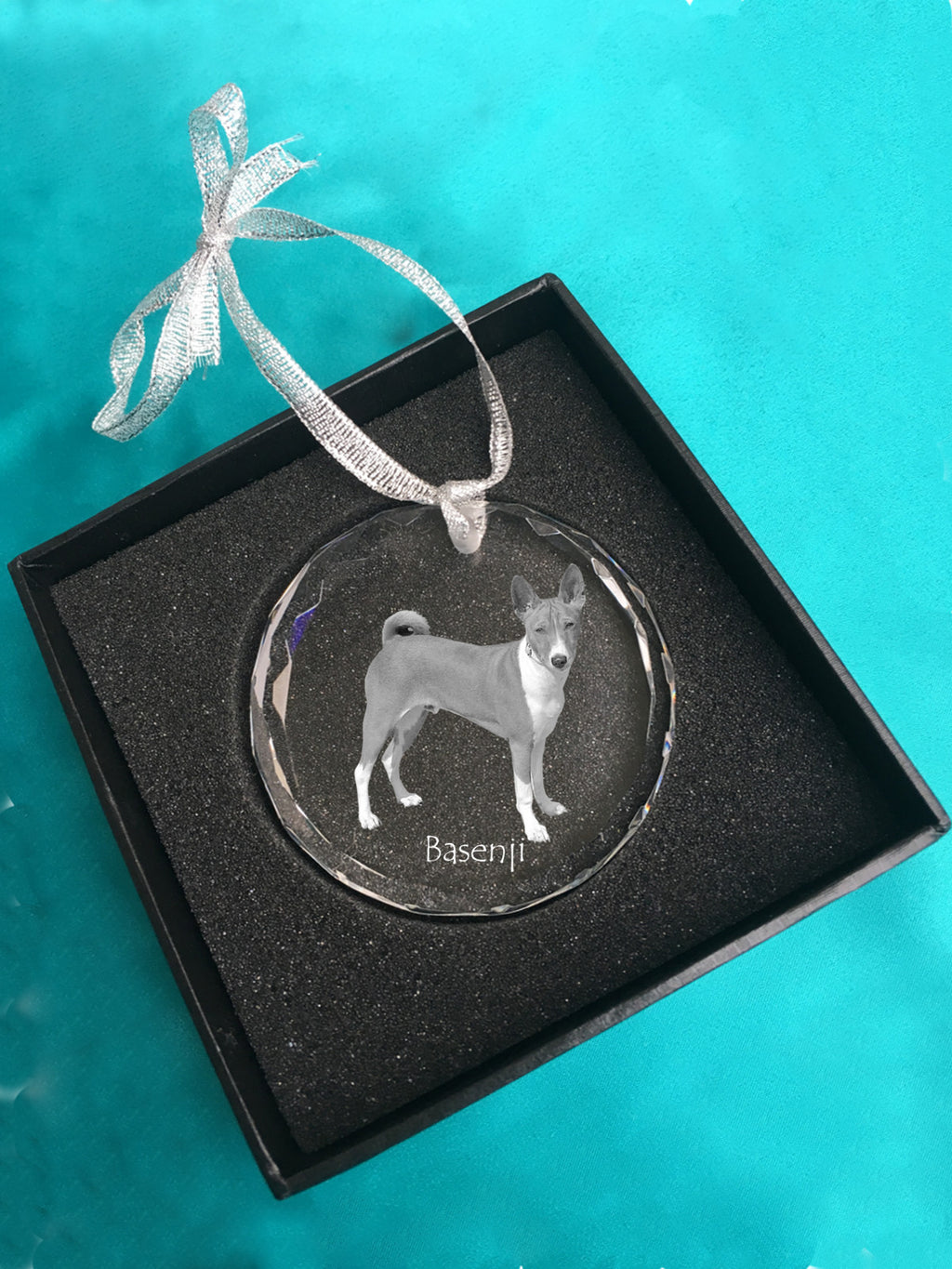 Basenji, African bush dog, Congo dog - crystal bauble with a photo, dog photo in crystal, personalized Christmas tree ornament by Art-Dog brand
