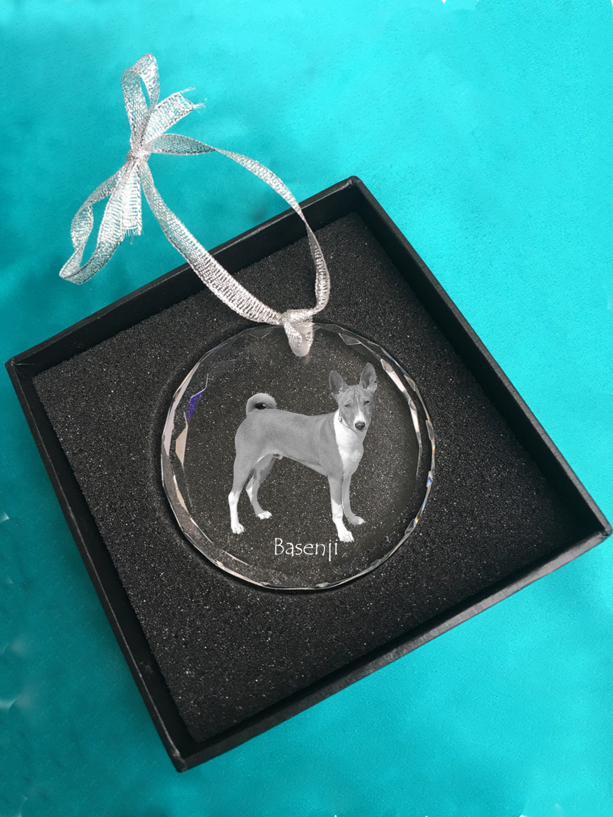 Basenji, African bush dog, Congo dog - crystal bauble with a photo, dog photo in crystal, personalized Christmas tree ornament by Art-Dog brand