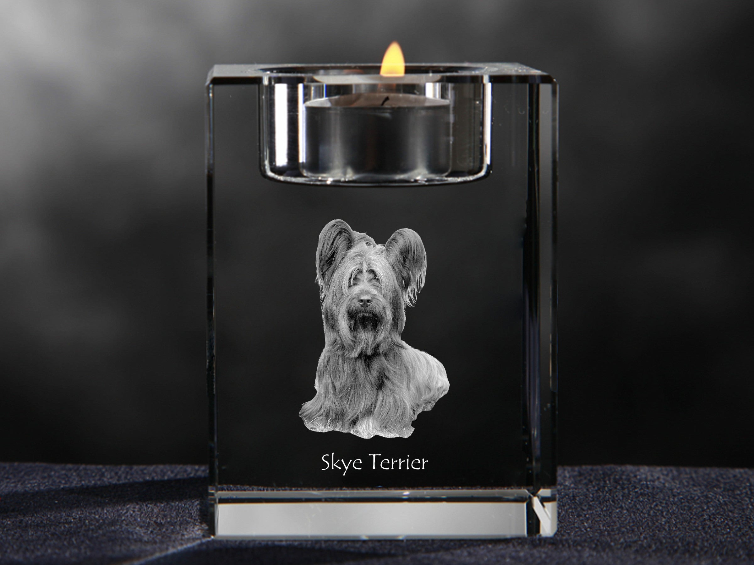 Silky Terrier - Candle holder with dog photo, crystal tealight holder, personalised gift by Art-Dog brand